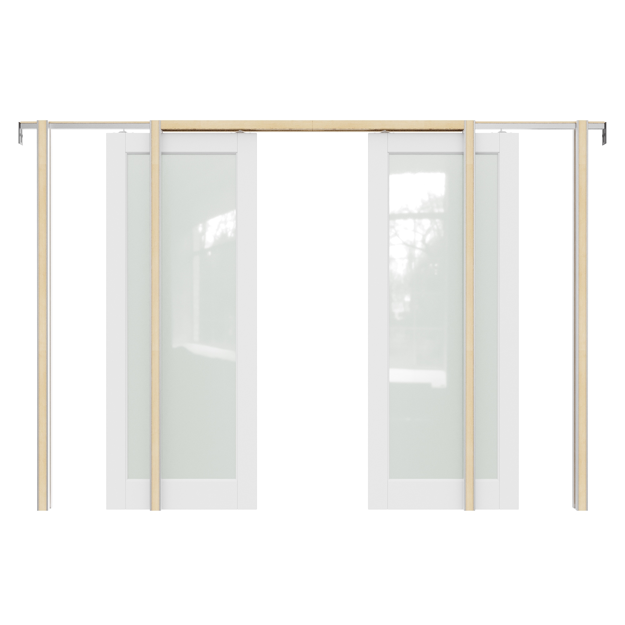 JUJUBON IN-PDPKSC-G-1L-60 60-in x 80-in MDF Pocket Door Frame with Pocket Door,Pocket Door Frame and Hardware Soft Close Included