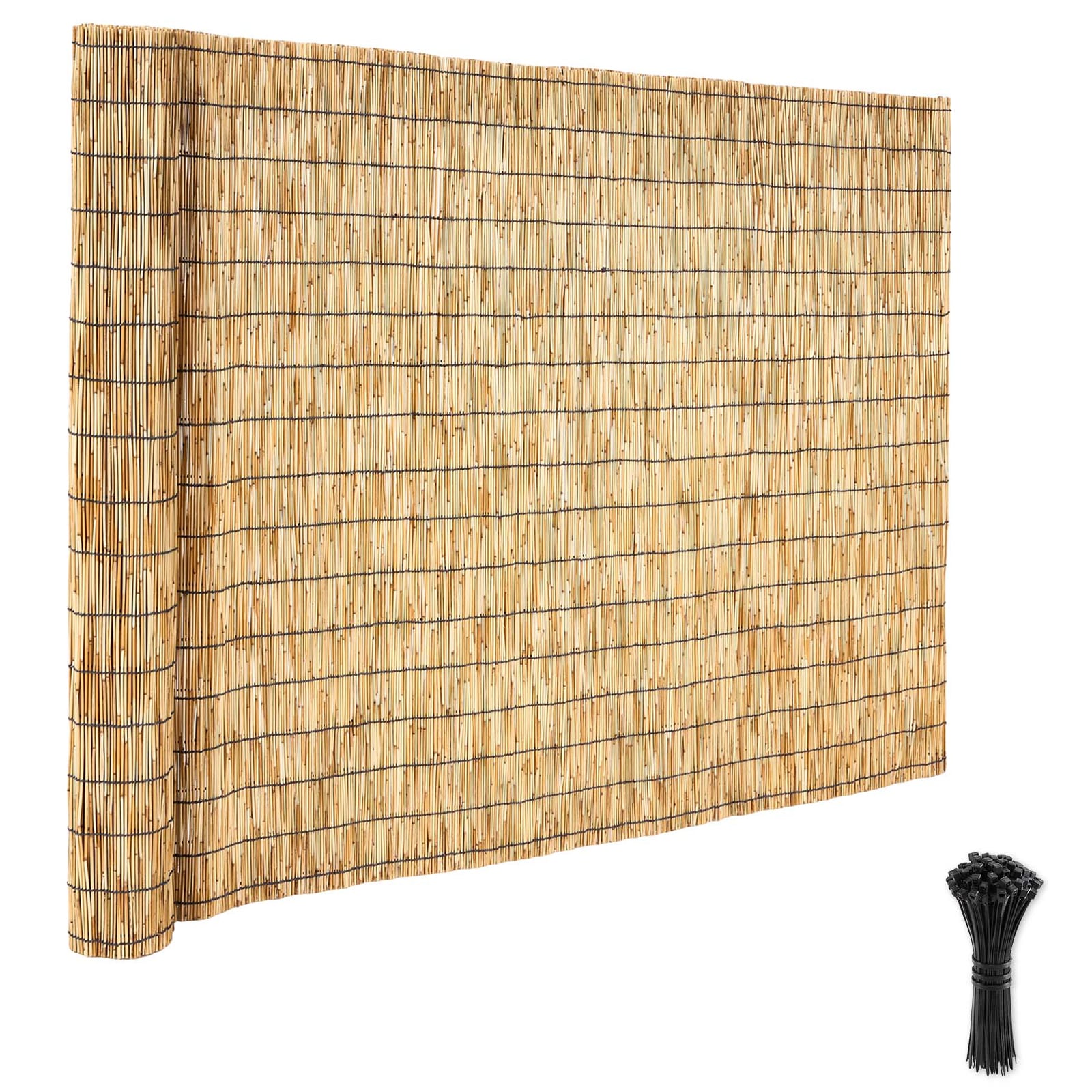 GIVIMO Natural Reed Fencing 4-ft x 16.4-ft Roll Decorative Privacy Screen Panel for Garden Balcony Patio Backyard Fence Divider Natural Wood Tone