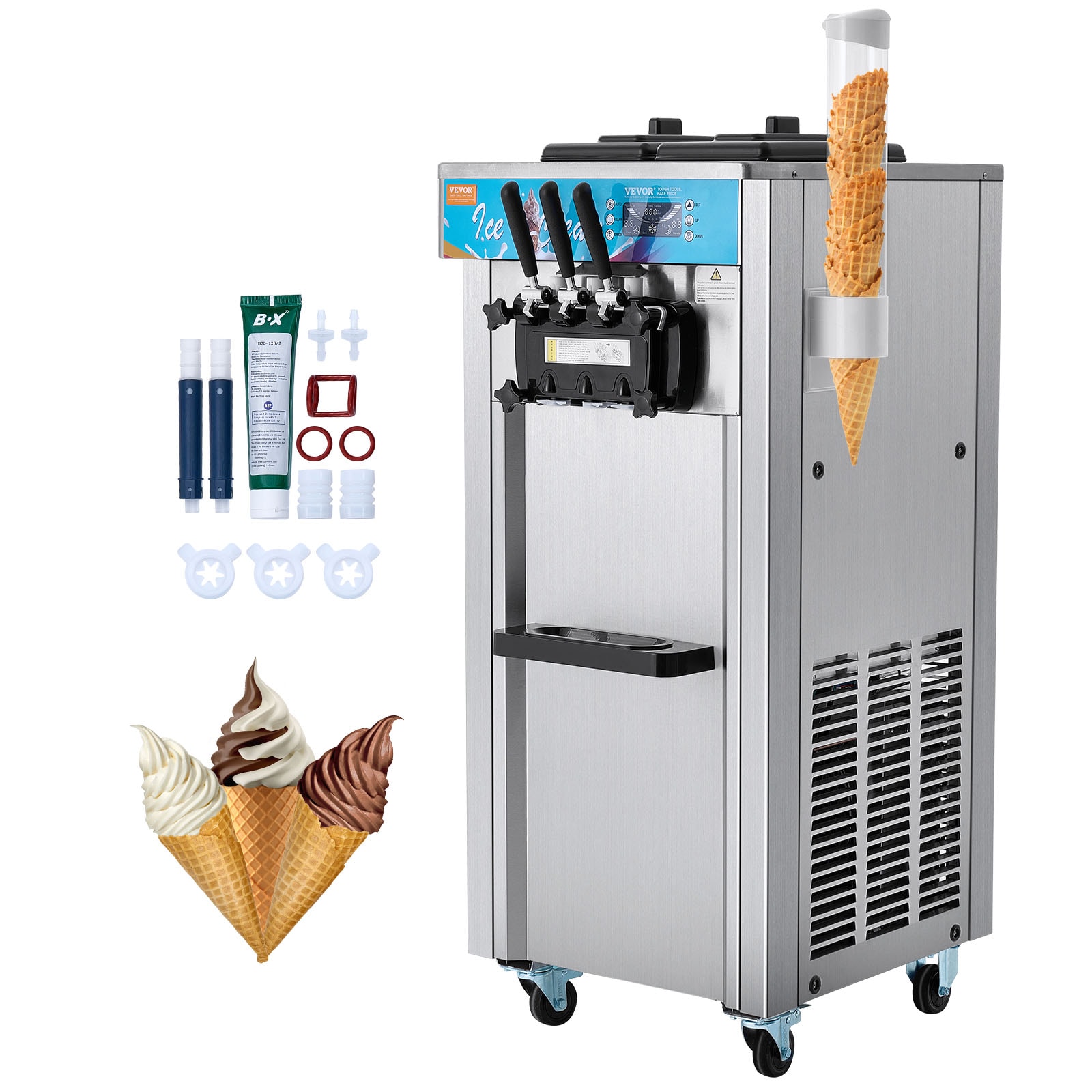 VEVOR ZLSRBQLJSKWANO11KV1 21-31 L/H Ice Cream Machine 12-Quart Electric Ice Cream Maker (Makes: Gelato,, Frozen Yogurt, Soft-Serve Ice Cream)