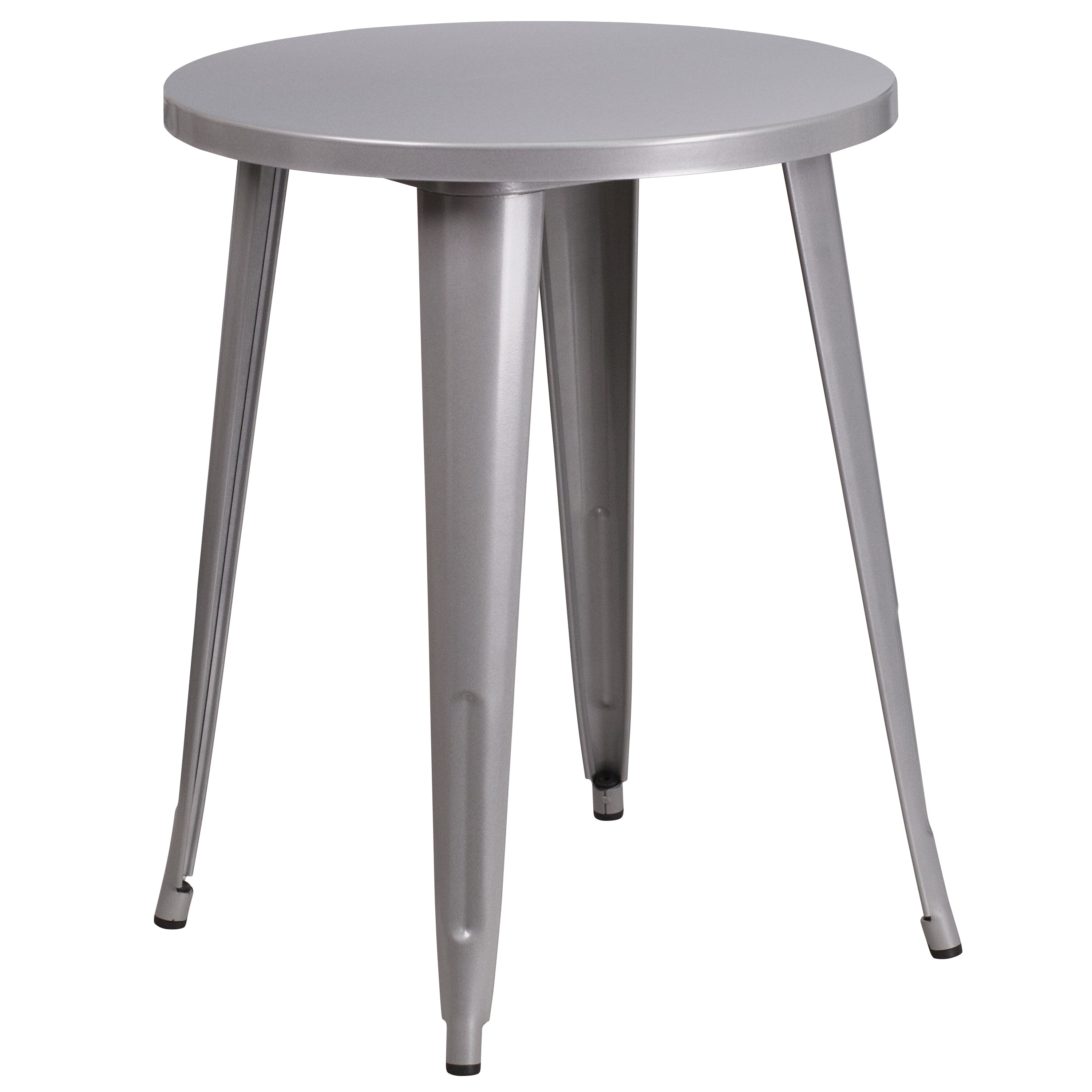 Flash Furniture 889142064923 Silver Round Contemporary/Modern Dining Table, Metal with Gray Metal Base 24-in L x 29-in H