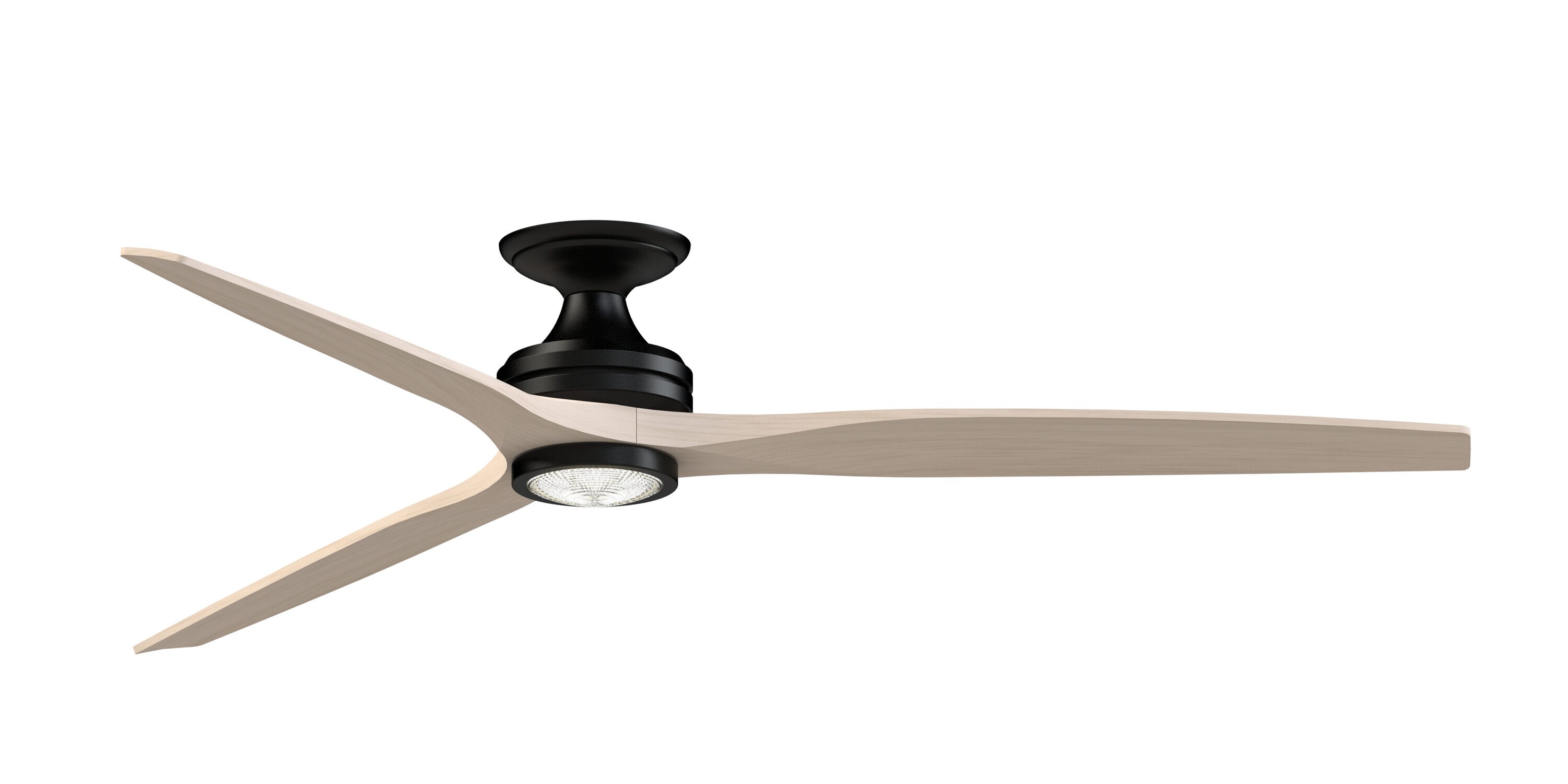Fanimation FPD6721BBL-72WW-LK-F Spitfire 72-in Color-Changing Integrated LED Outdoor Flush Mount Smart Black with White Washed Blades Propeller Ceiling Fan With Light - Remote Included ( 3 -Blade )