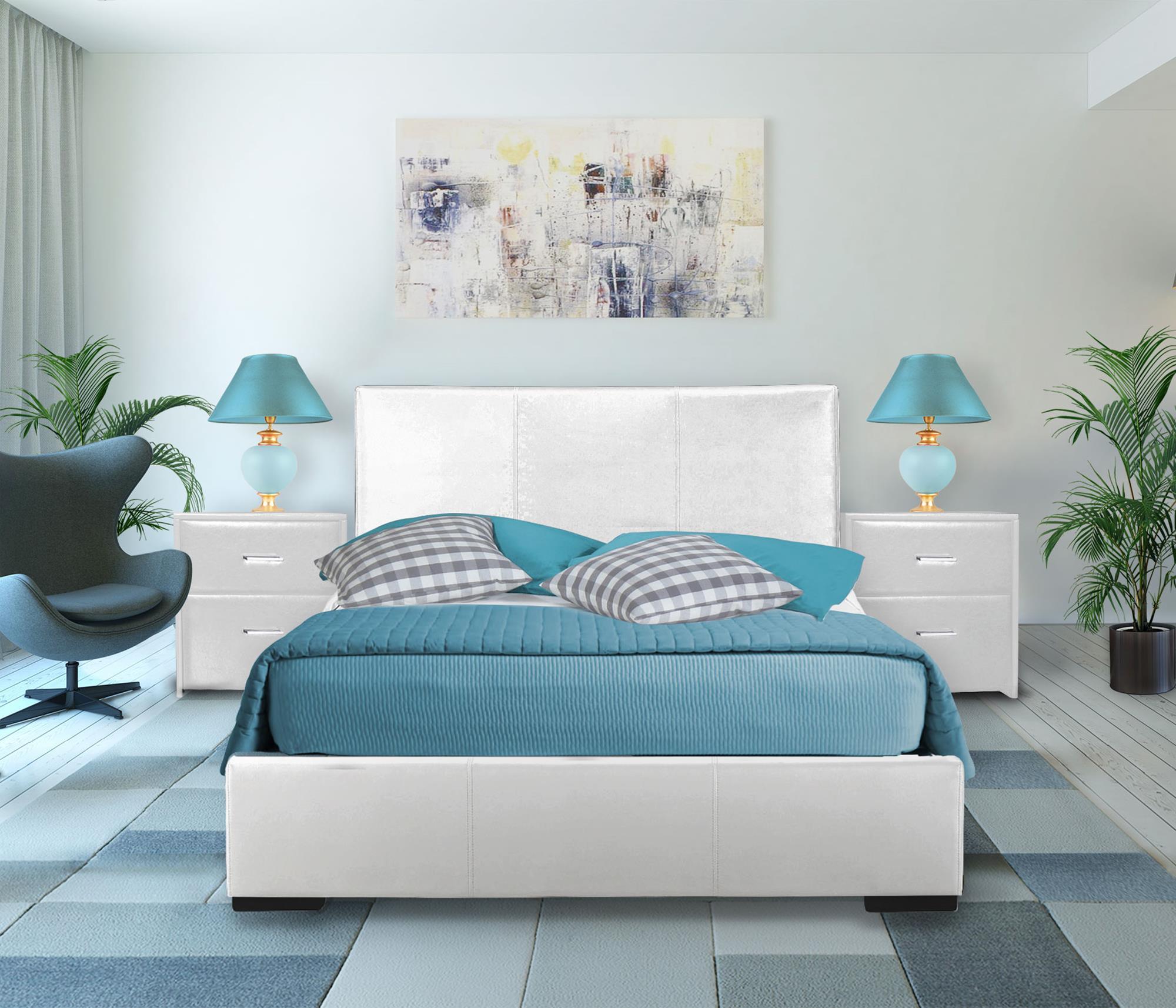 Camden Isle Hindes White Twin Faux Leather Platform Bed 86466 at Lowes.com