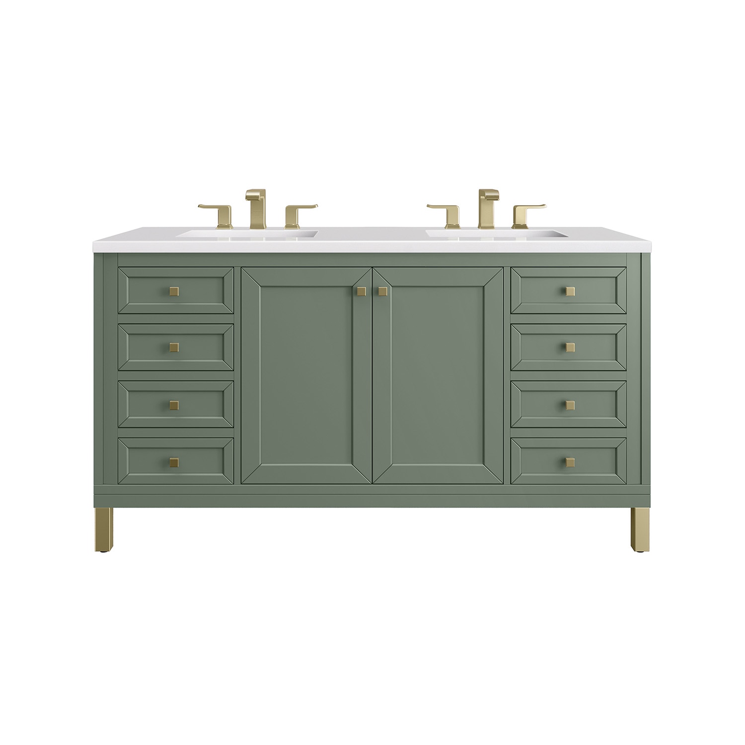 James Martin Vanities 305-V60D-SC-3WZ Chicago 60-in Smokey Celadon Undermount Double sink Floating Bathroom Vanity with White Zeus Quartz Top