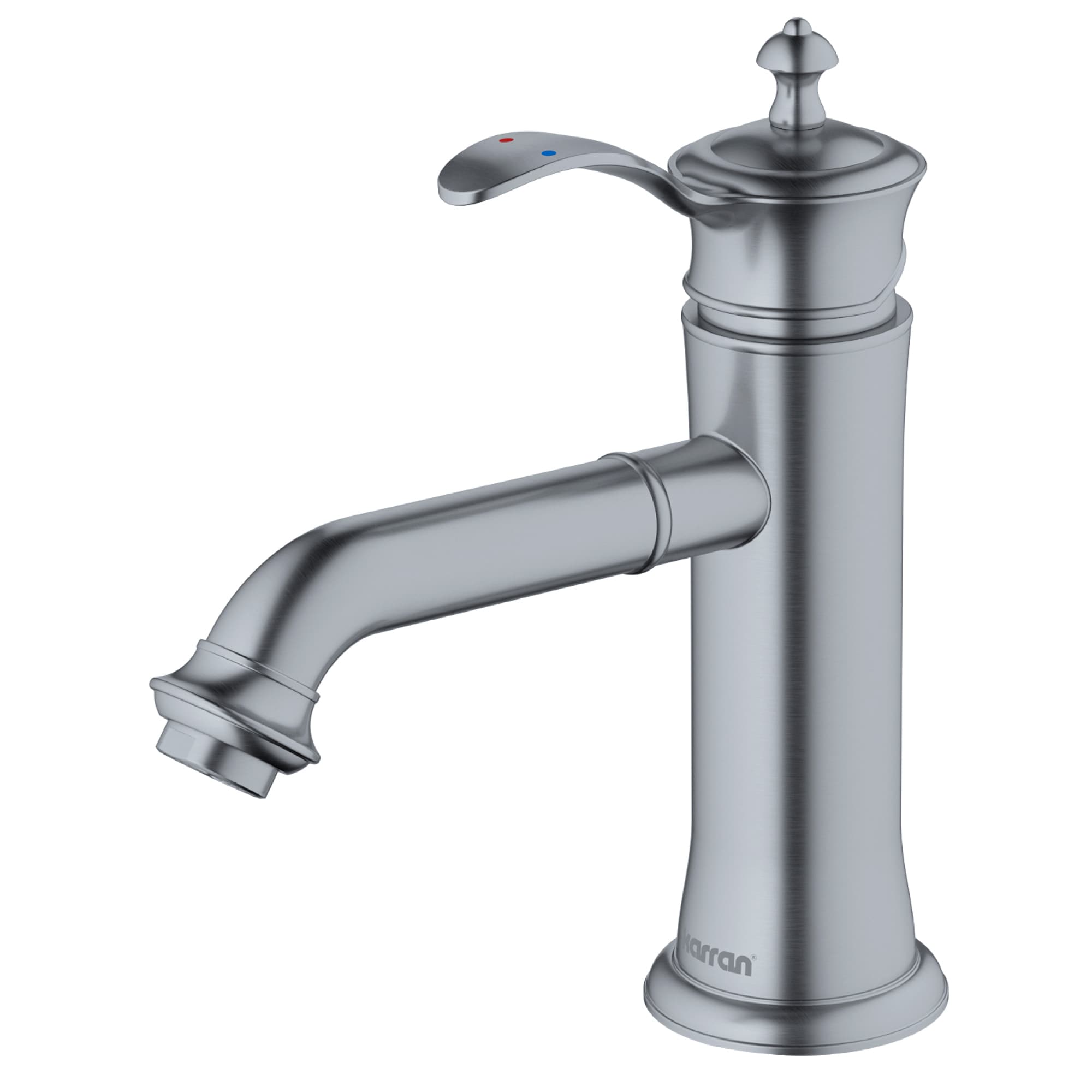 Karran KBF470SS Vineyard Stainless Steel Single hole 1-handle WaterSense Low-arc Residential Handle Bathroom Sink Faucet with Drain