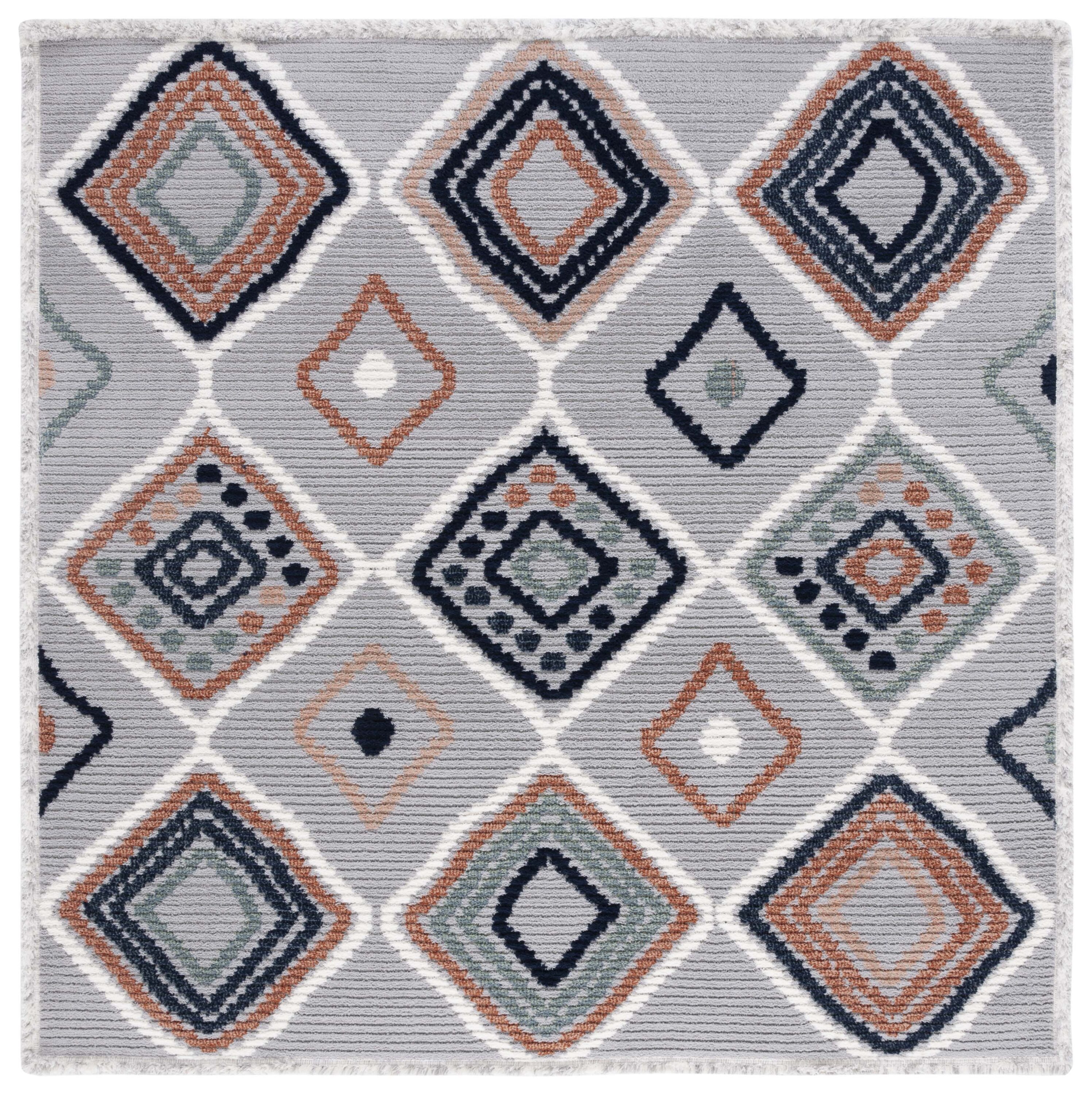Marrakesh  608G Grey/Blue Rust 7 X 7 Area Rug