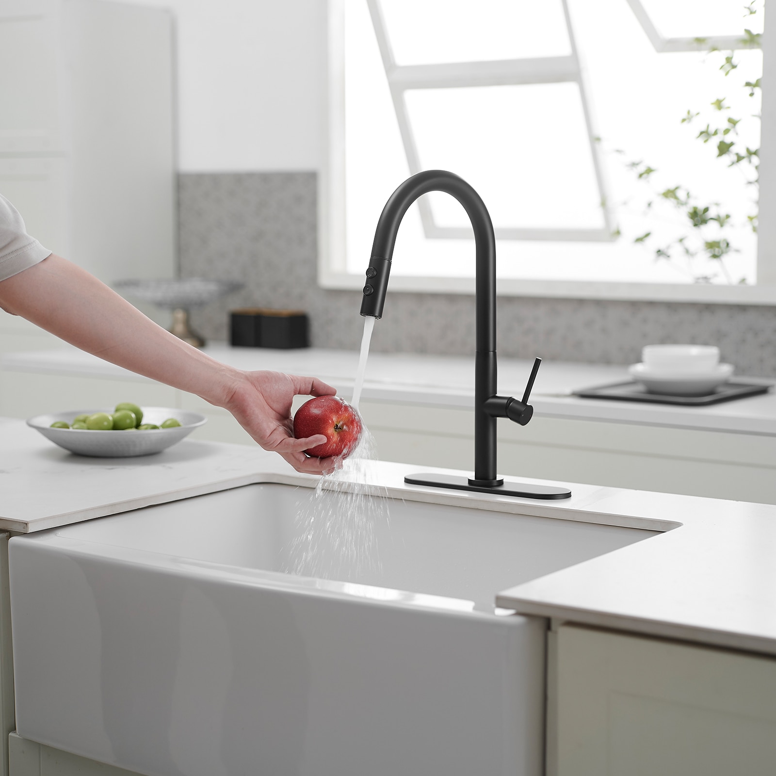 Matte Black Brass High Arc Single Handle Kitchen Faucet