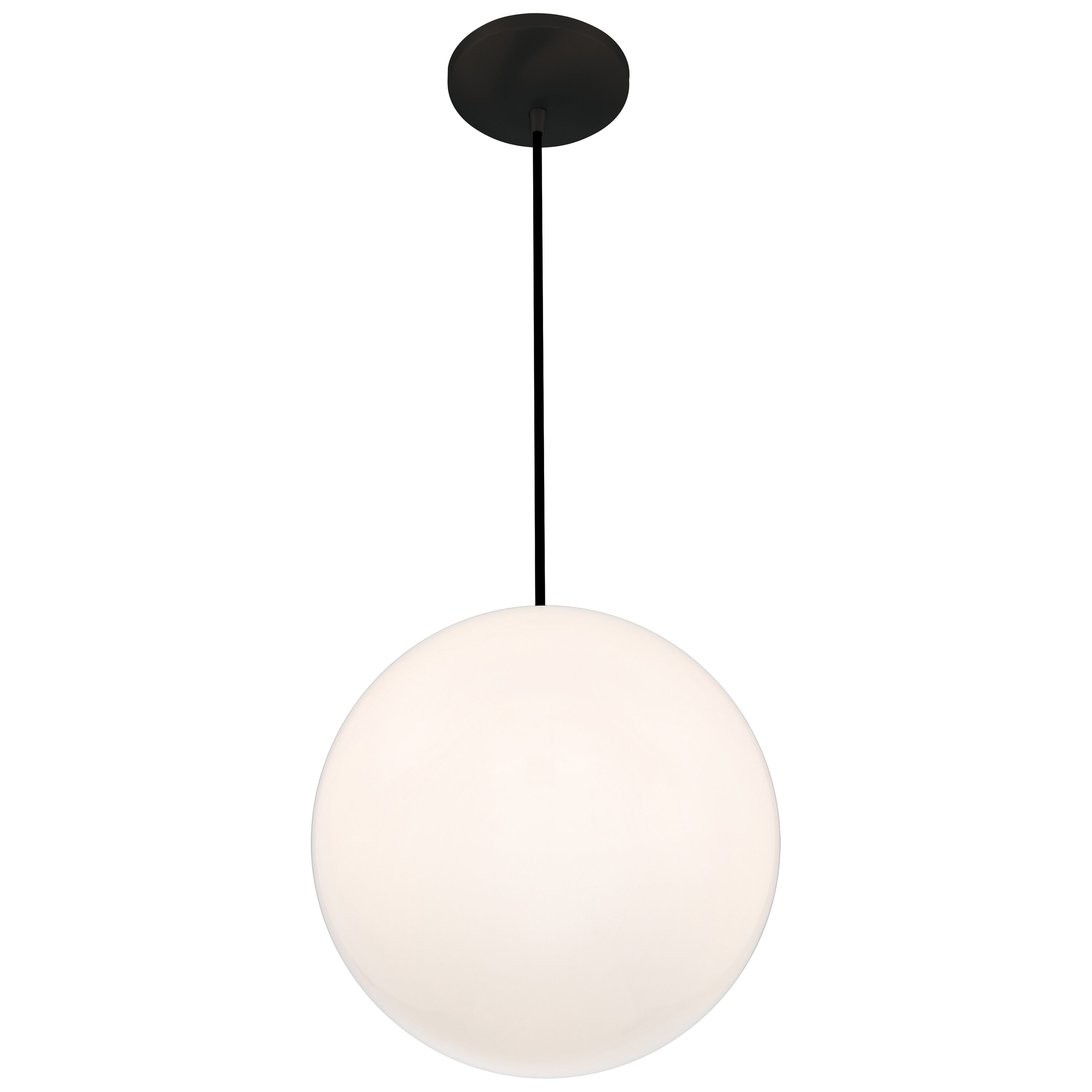 Matte Black Modern Globe Pendant Light with Opal Glass Shade