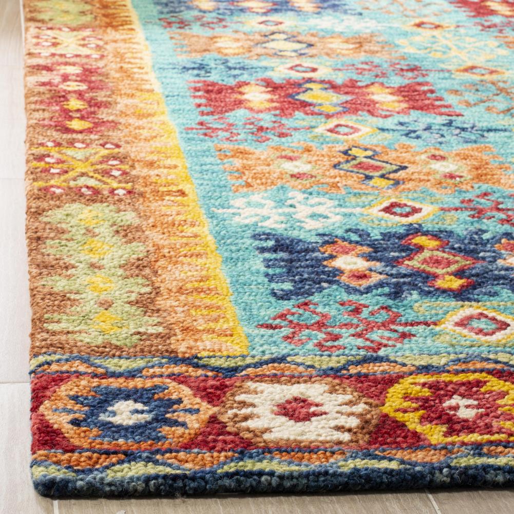 Aspen Blue and Multicolor Hand-Tufted Wool 6' x 9' Area Rug
