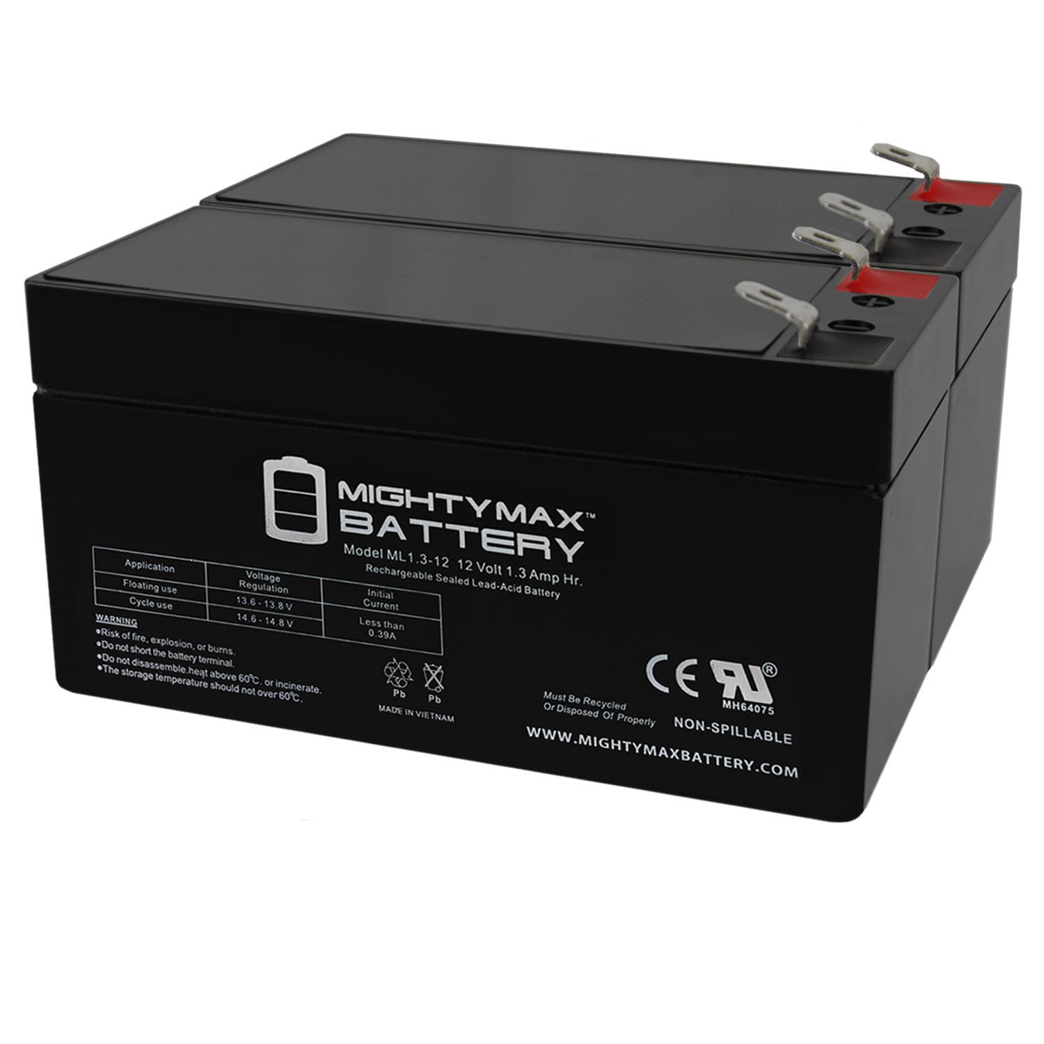 Mighty Max Battery 12V 1.3Ah for Vision CP1212 Rechargeable Sealed Lead ...