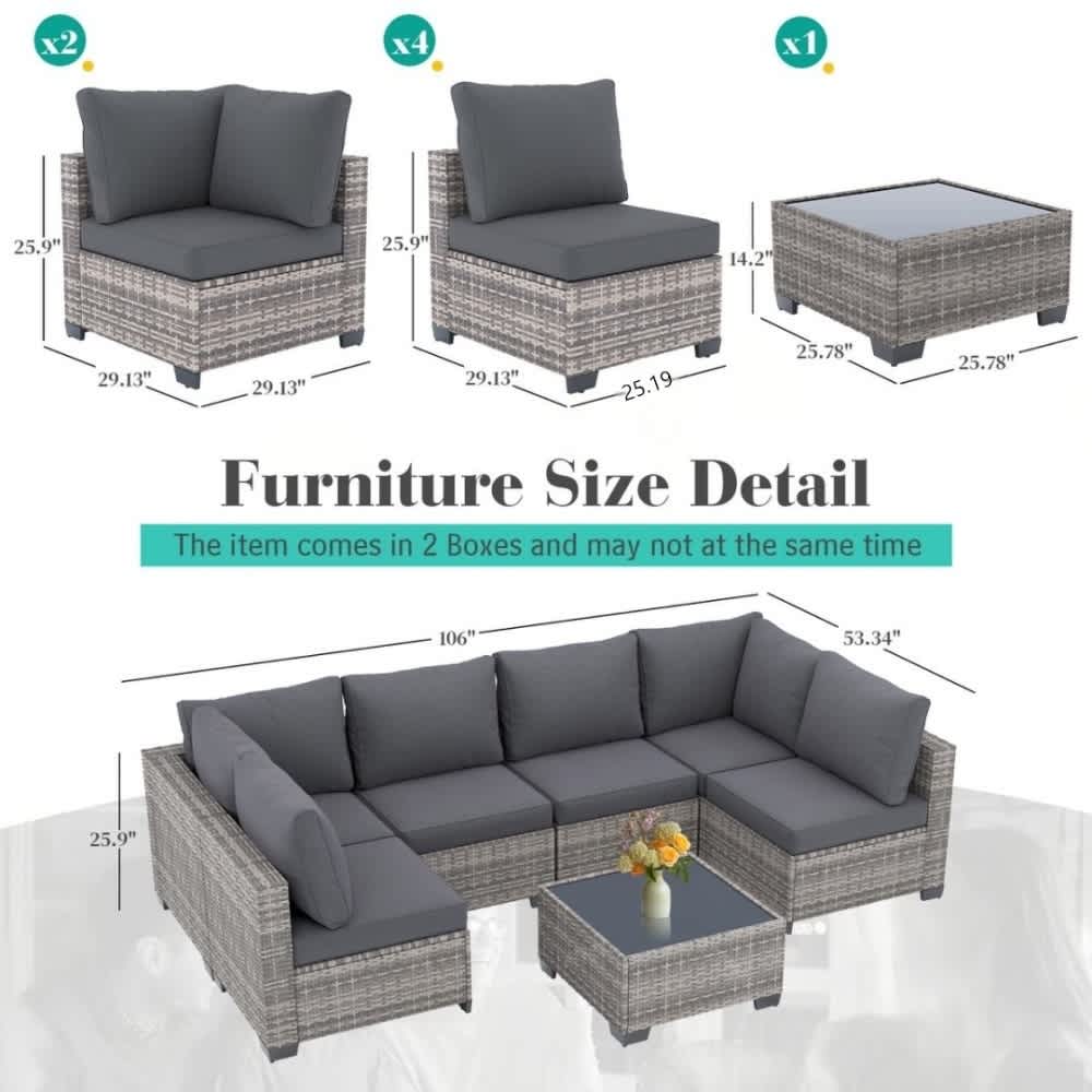 Coolbibila YFT-SECTIONAL-GRAY Patio-Sofas-Daybeds - View #3
