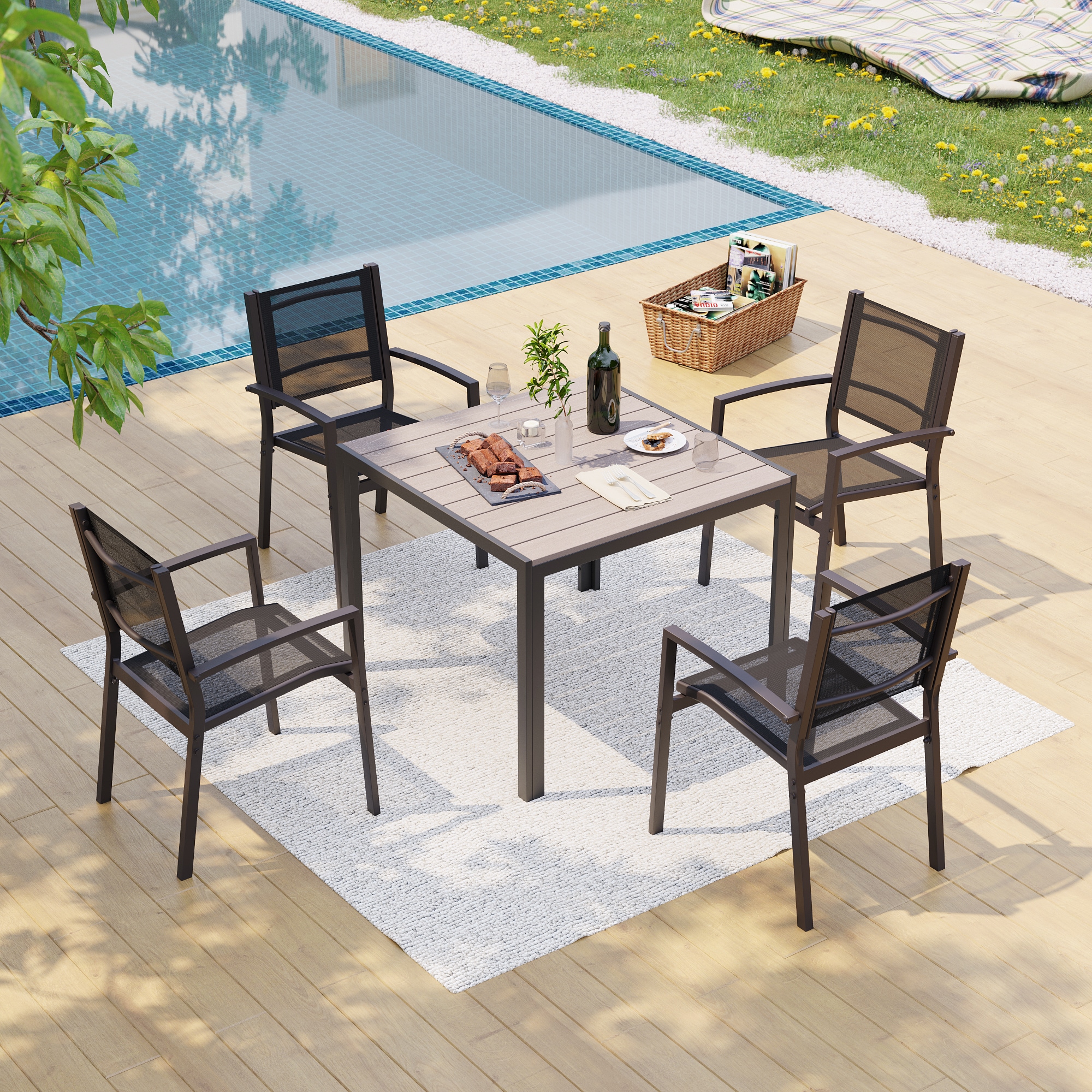 ACEGOSES LW-DS-265-TBK Skytop 5 -Piece Patio Conversation Set with Black