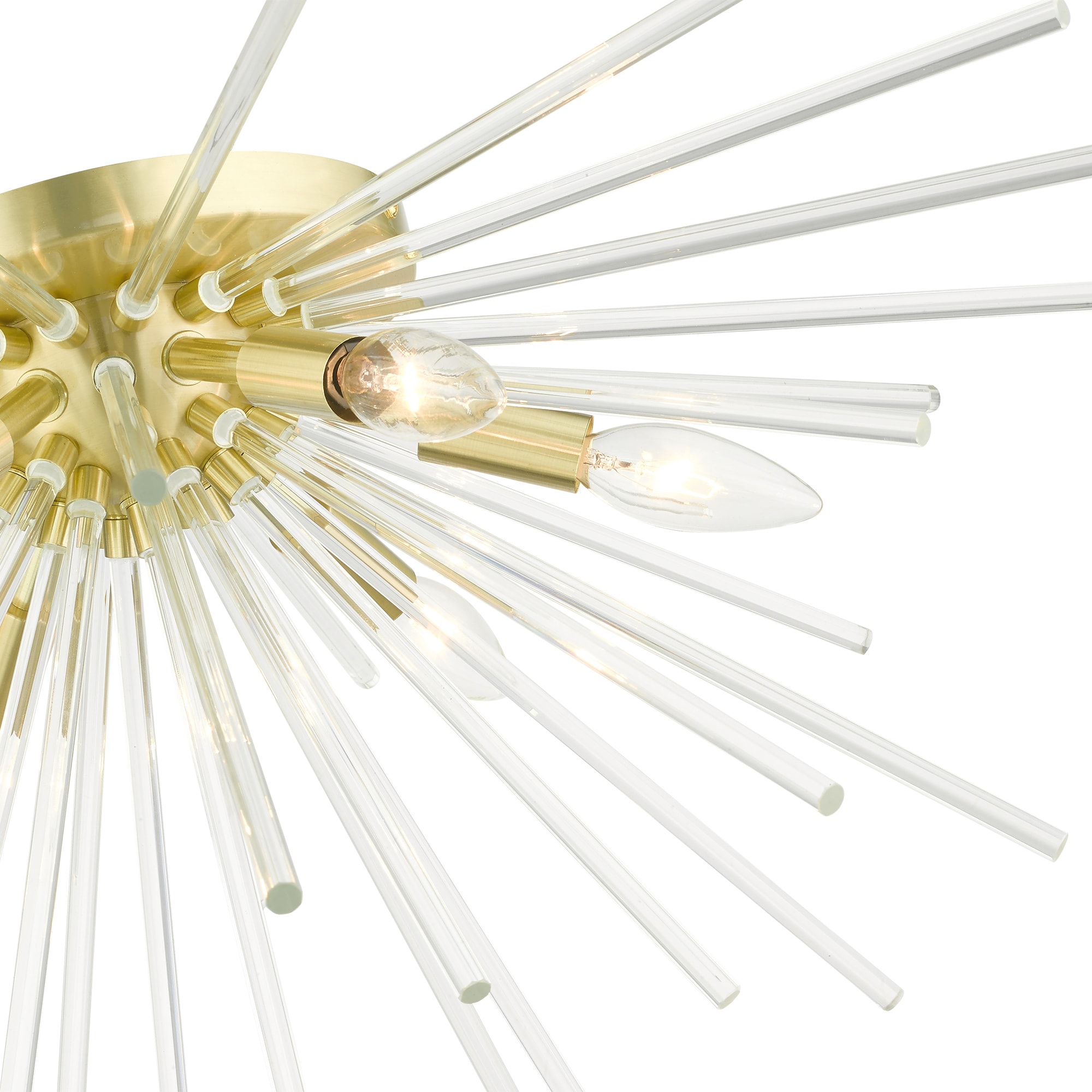 Elegant Satin Brass 6-Light Globe Chandelier with Crystal Rods