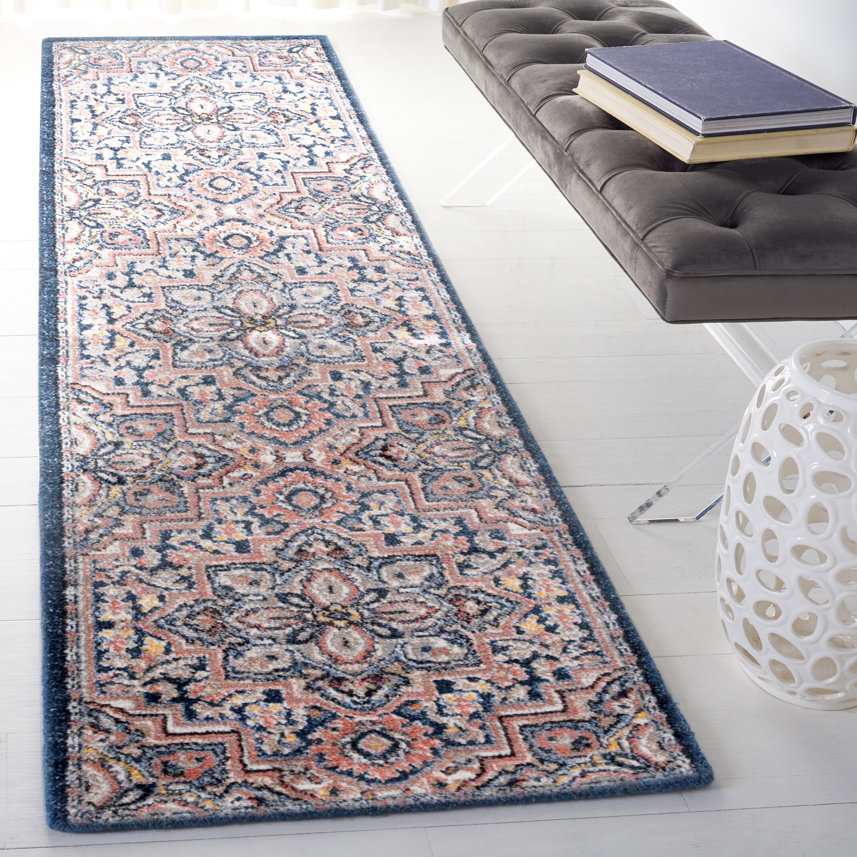 Safavieh ASA400M-28 Astoria 2 x 8 (ft) Loomed Polypropylene Blue/Beige Rectangular Indoor Border Runner rug