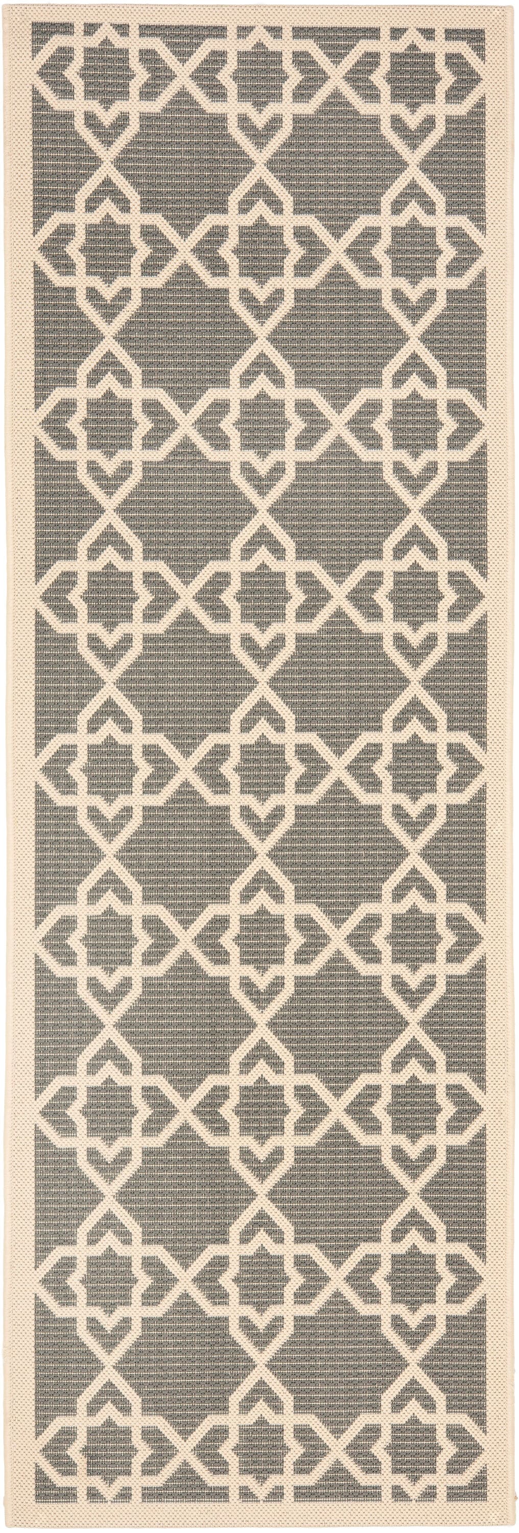 Safavieh CY6032-246-27 Courtyard Rouen 2 x 7 (ft) Loomed Polypropylene Gray/Beige Rectangular Indoor/Outdoor Abstract Runner rug