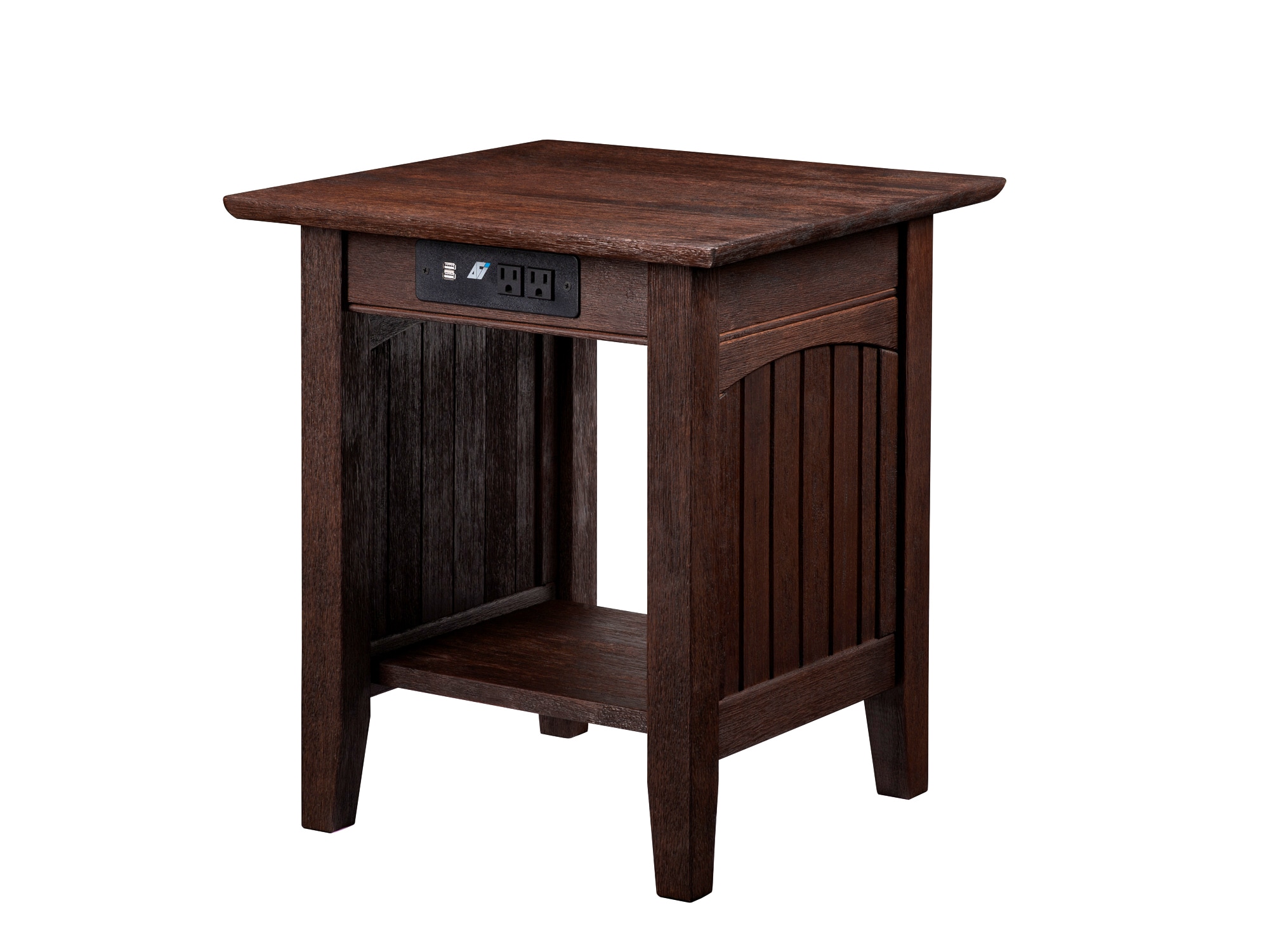 24'' Tall 2 - Drawer End Table with Storage and Built-in Outlets 17 Stories Table Top Color: Brown