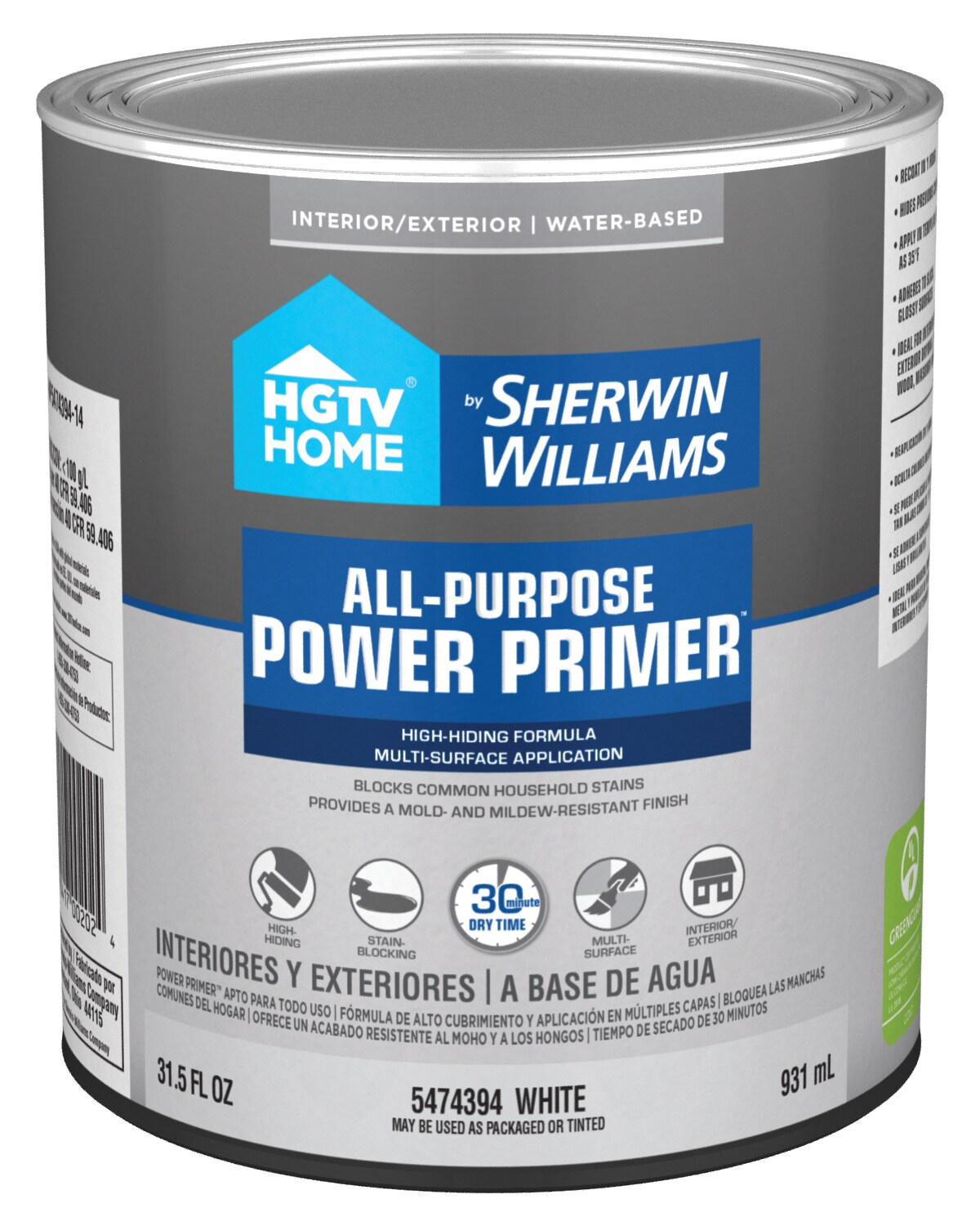 HGTV HOME by Sherwin-Williams All-Purpose Power Interior/Exterior Multi-purpose Water-based Wall and Ceiling Primer (1-quart)
