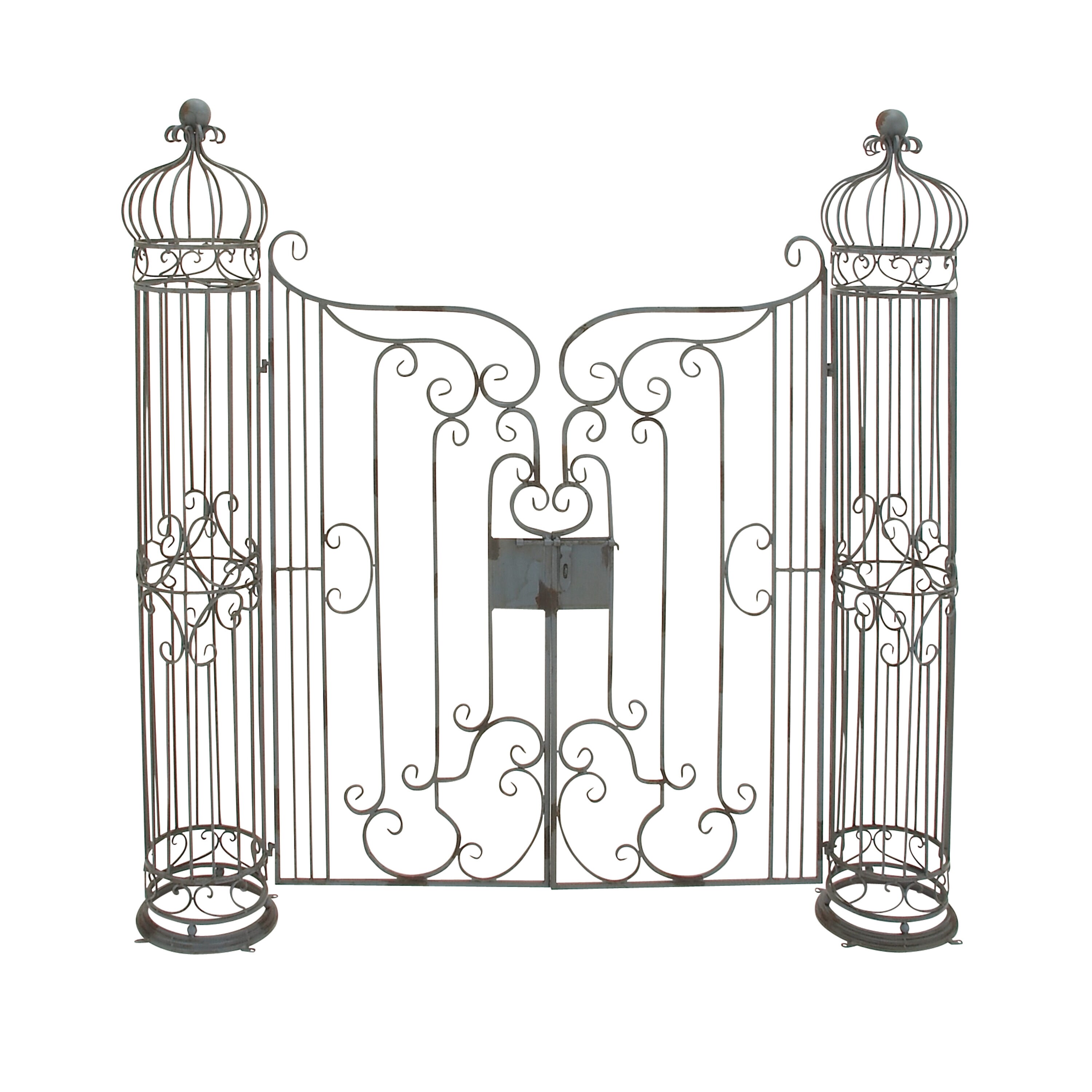 Grayson Lane 5-ft W x 6-ft H Gray Rust Indoor/Outdoor Scrollwork Gate ...