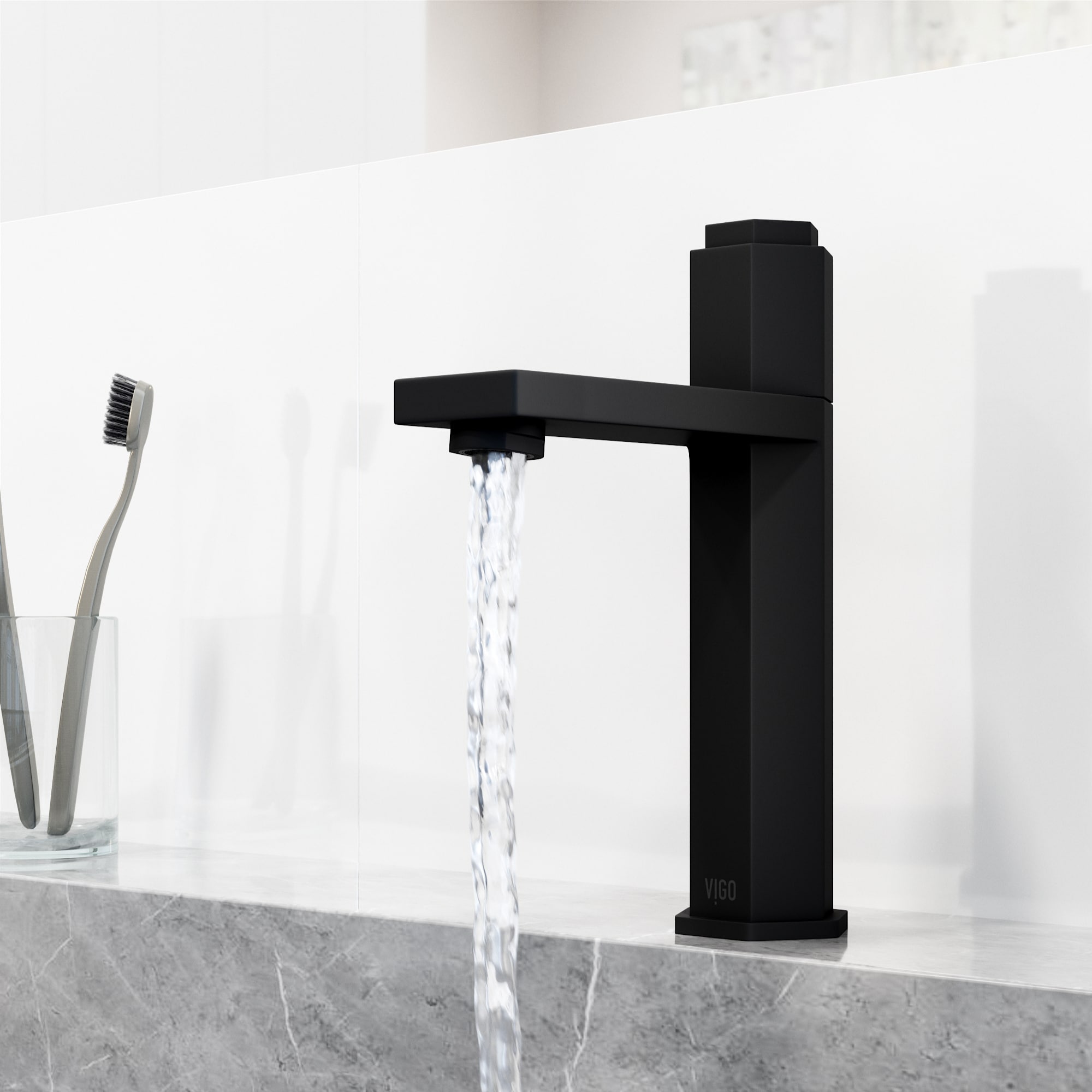 VIGO Nova Matte Black Single Hole 1-Handle WaterSense Touch-on Bathroom ...