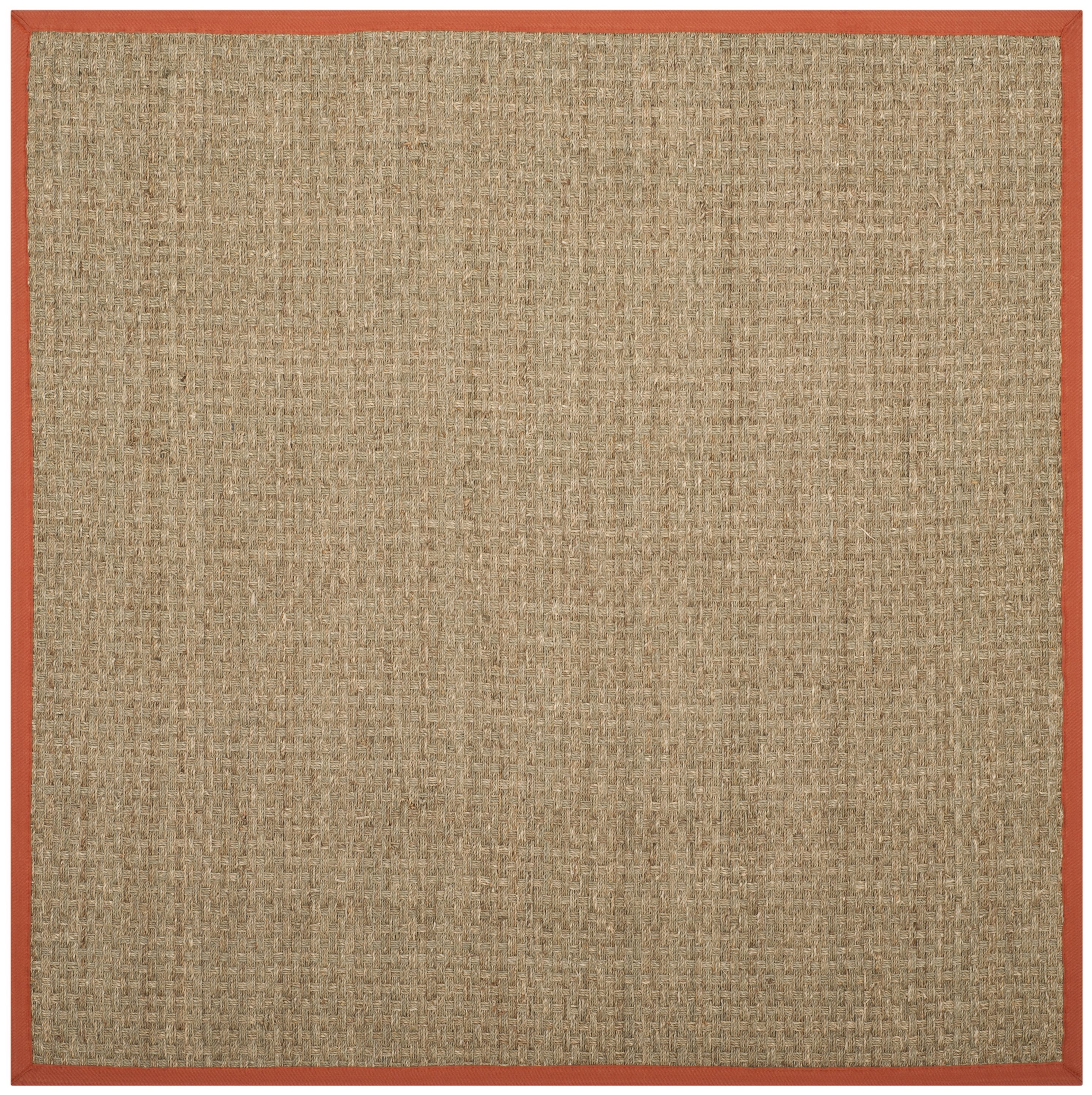 Safavieh NF114Y-6SQ Natural Fiber Hampton 6 x 6 (ft) Loomed Seagrass Natural/Rust Square Indoor Solid Coastal Area rug