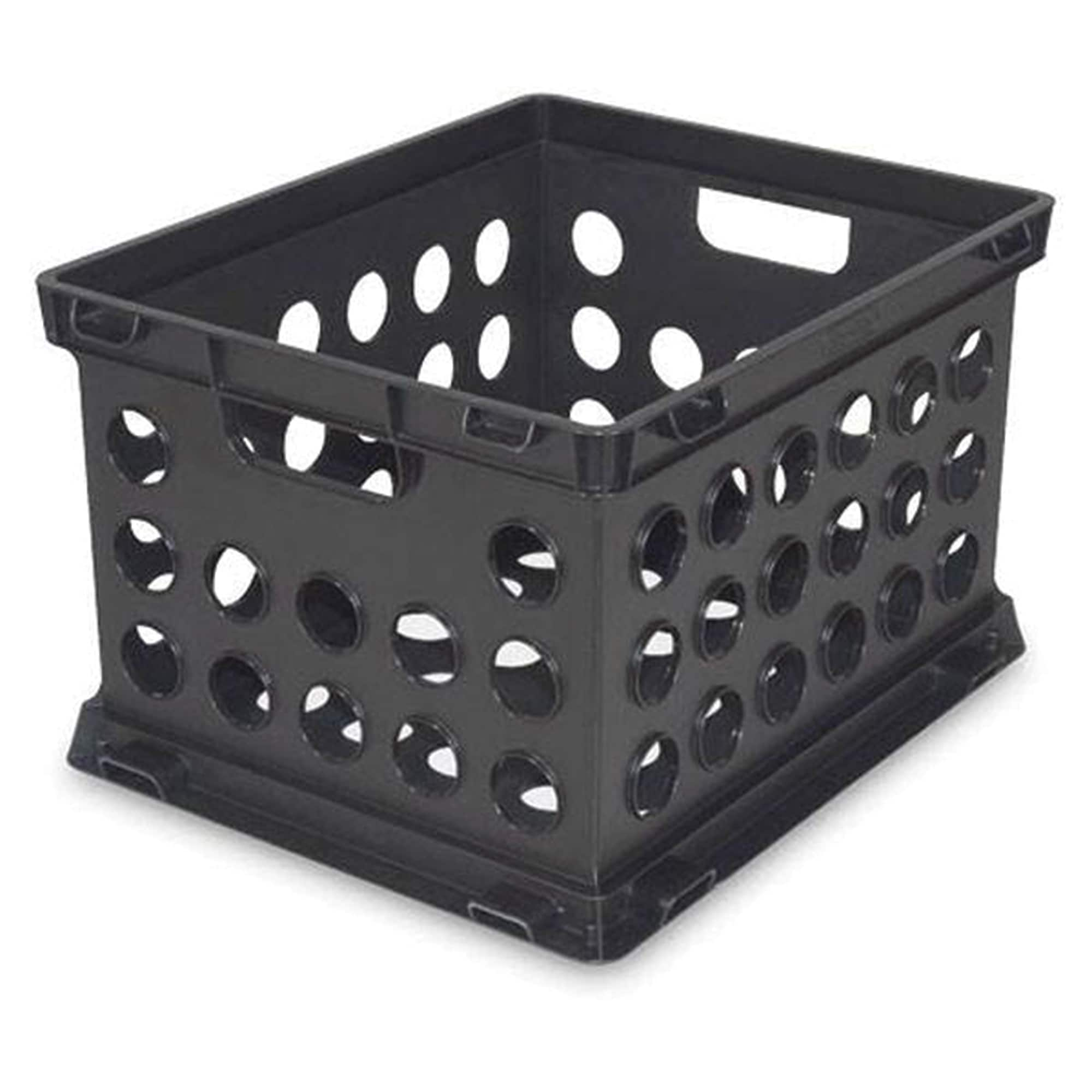 Project Source Plastics crates 17-in W x 11-in H x 14-in D Black Plastic  Stackable Milk Crate in the Storage Bins & Baskets department at