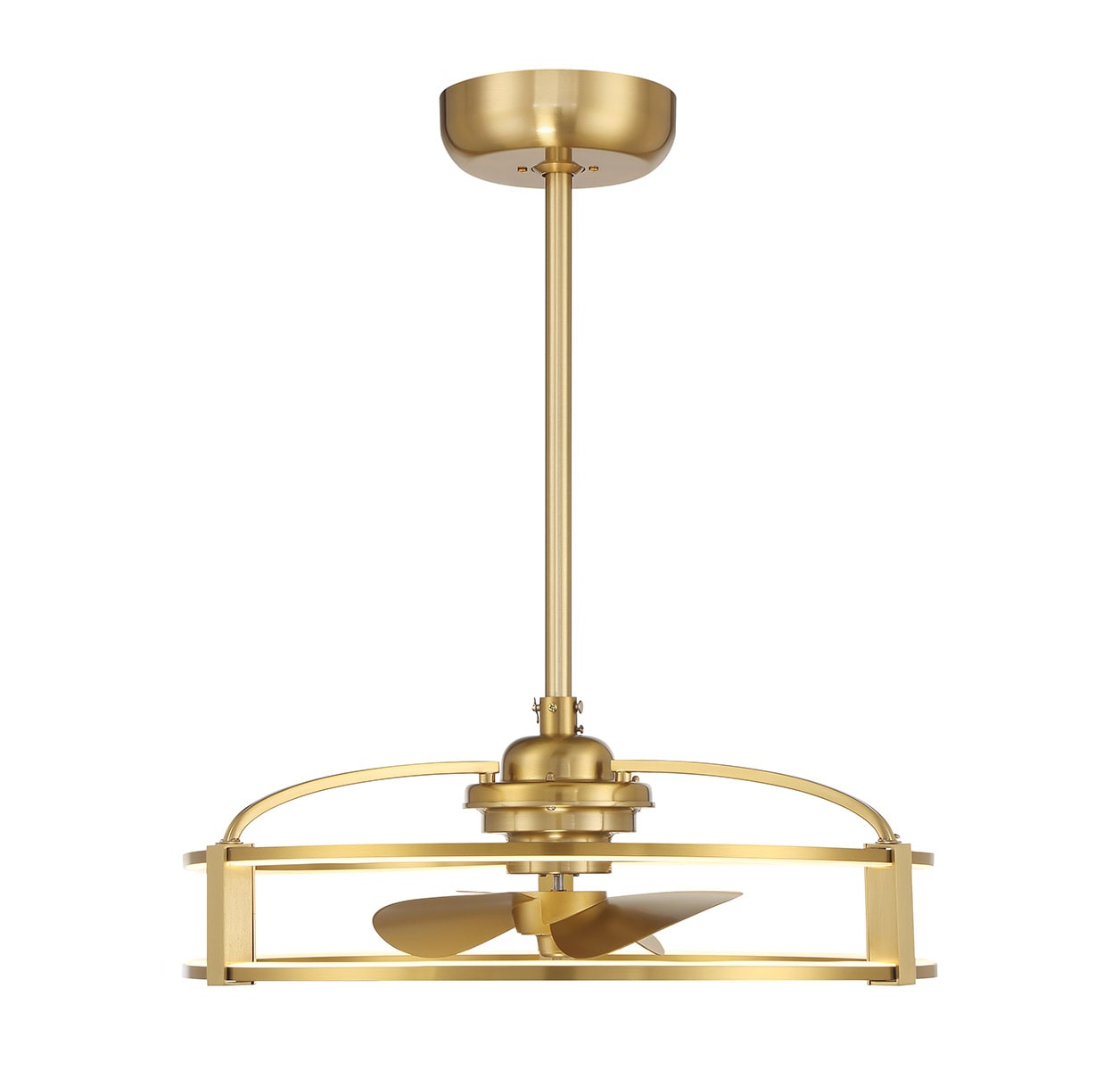 Savoy House 23-FD-645-322 Vesta 14-in Integrated LED Warm Brass with Gold Blades Fandelier Ceiling Fan and Remote ( 3 -Blade )