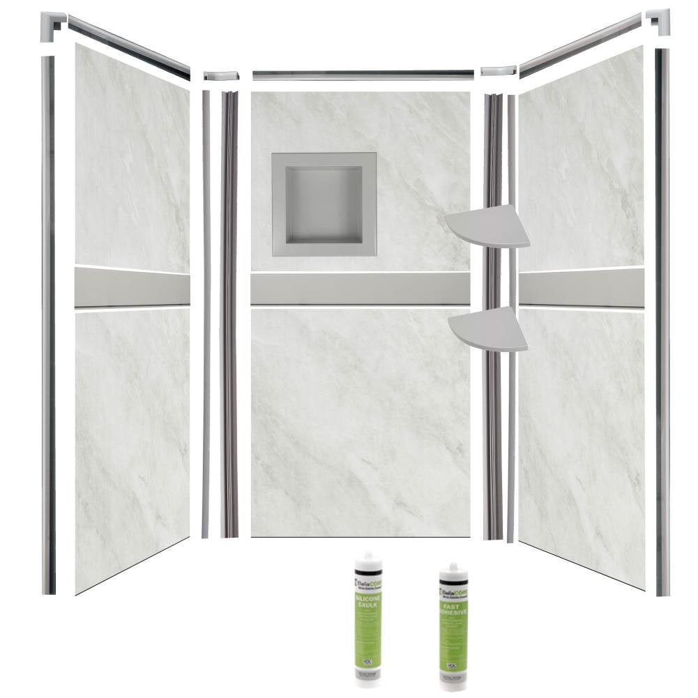 Bella CORE AMPGDSKT484848 Arctic Mist 48-in W x 48-in D x 96-in H Arctic Mist 4-Piece Glue Up Shower Panel Kit