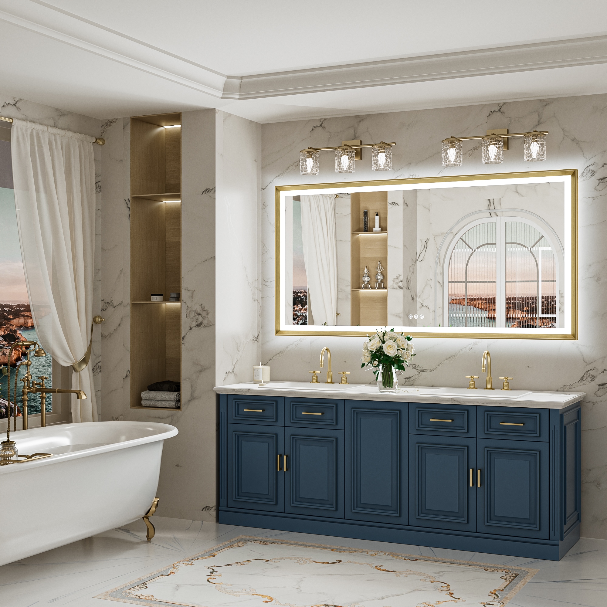 Keonjinn LW-ZBGSSW-18090GD Framed-Bath-Mirrors - View #2