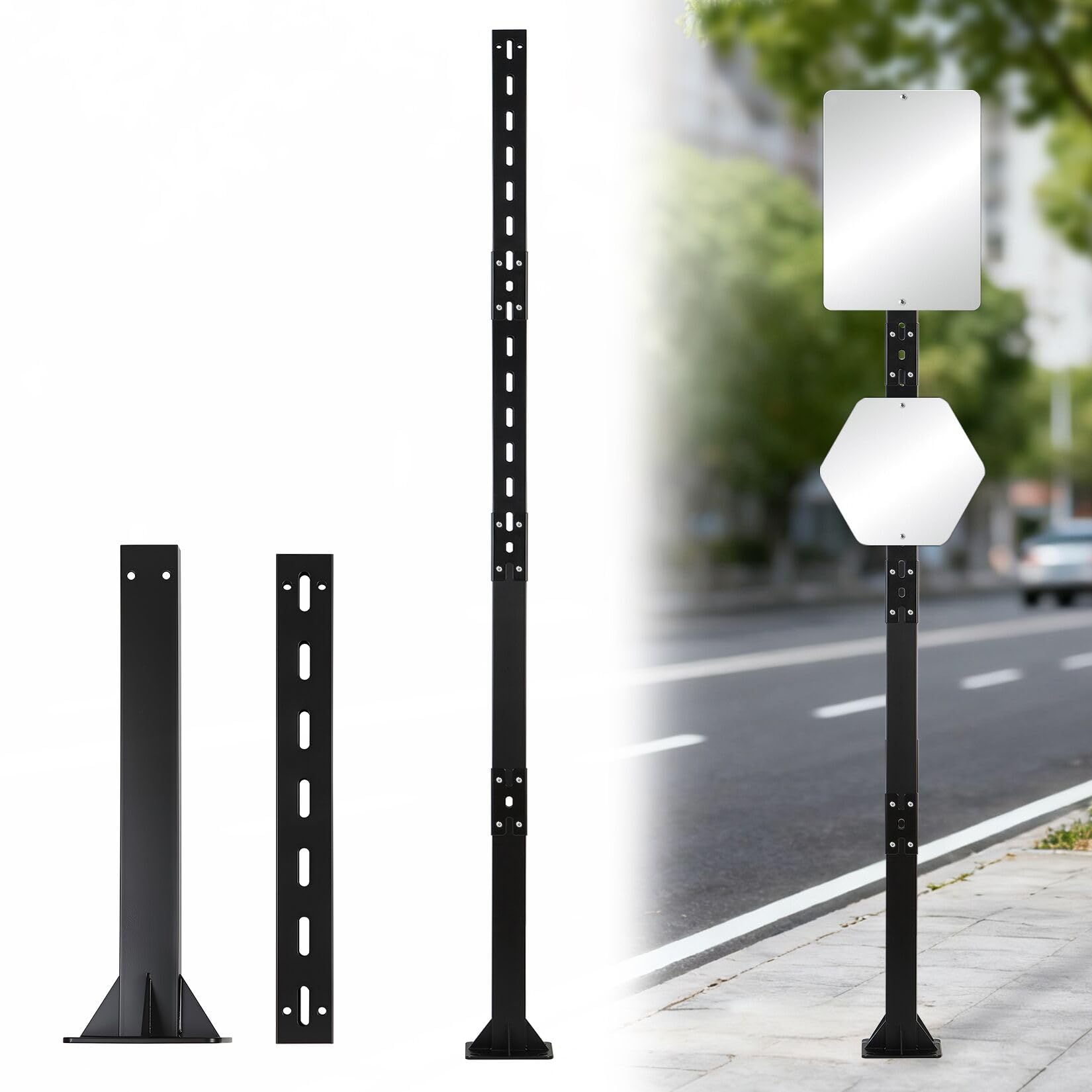 KHKFY Heavy Duty Base Plate Mounted Sign Post Six Foot Bolt Down Sign ...