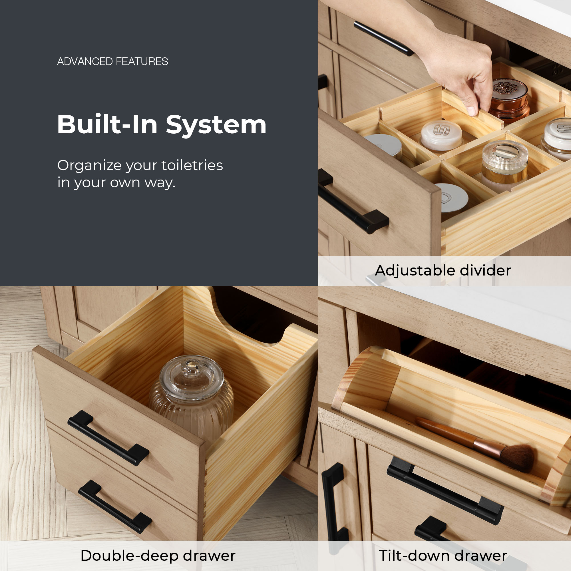 Bailey 42" Sahara Birch Freestanding Bathroom Vanity with Ceramic Sink