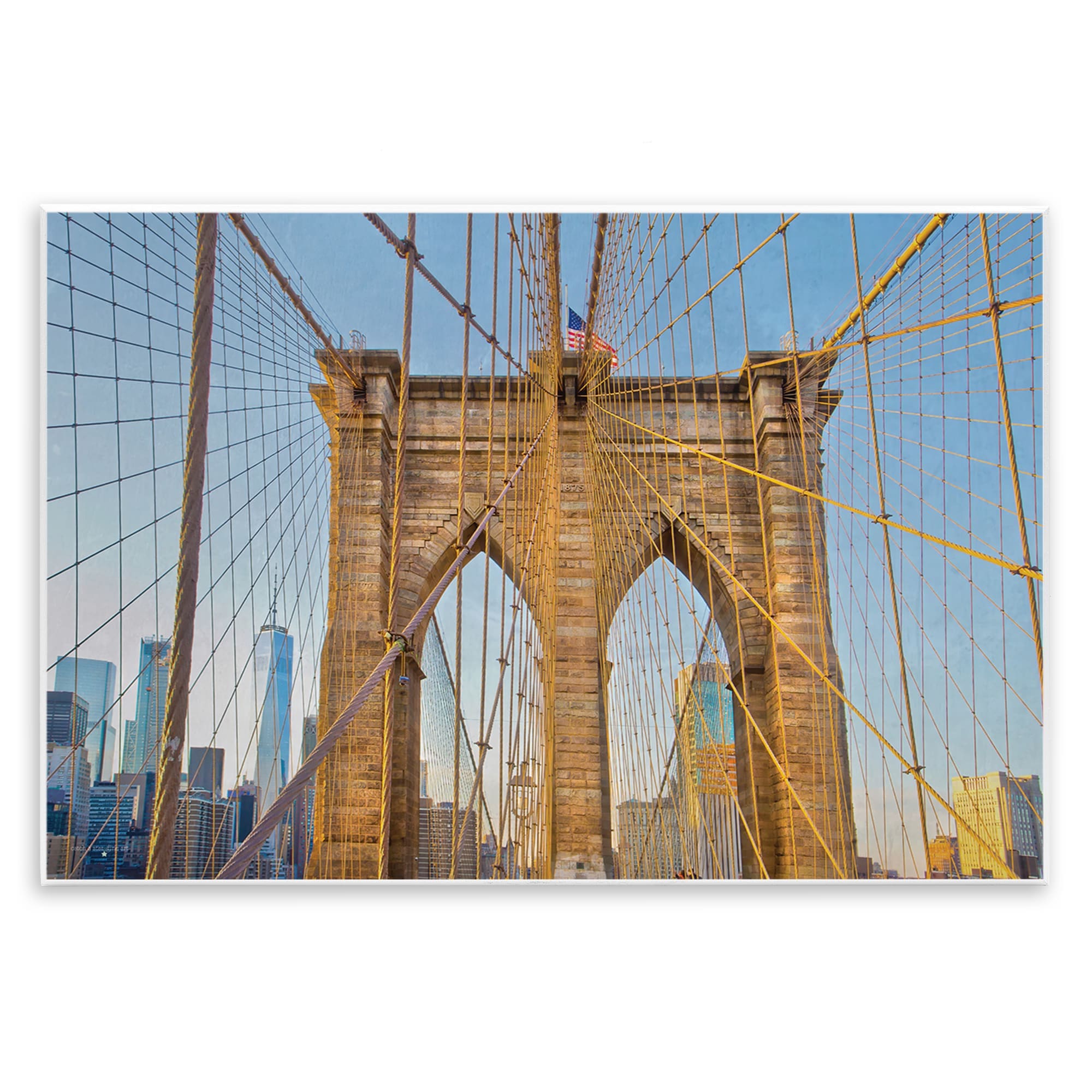 Stupell Industries BT-601-WD-13X19 Industrial Bridge with American Flag Wall Plaque Art By Seven Trees Design 19 x 13