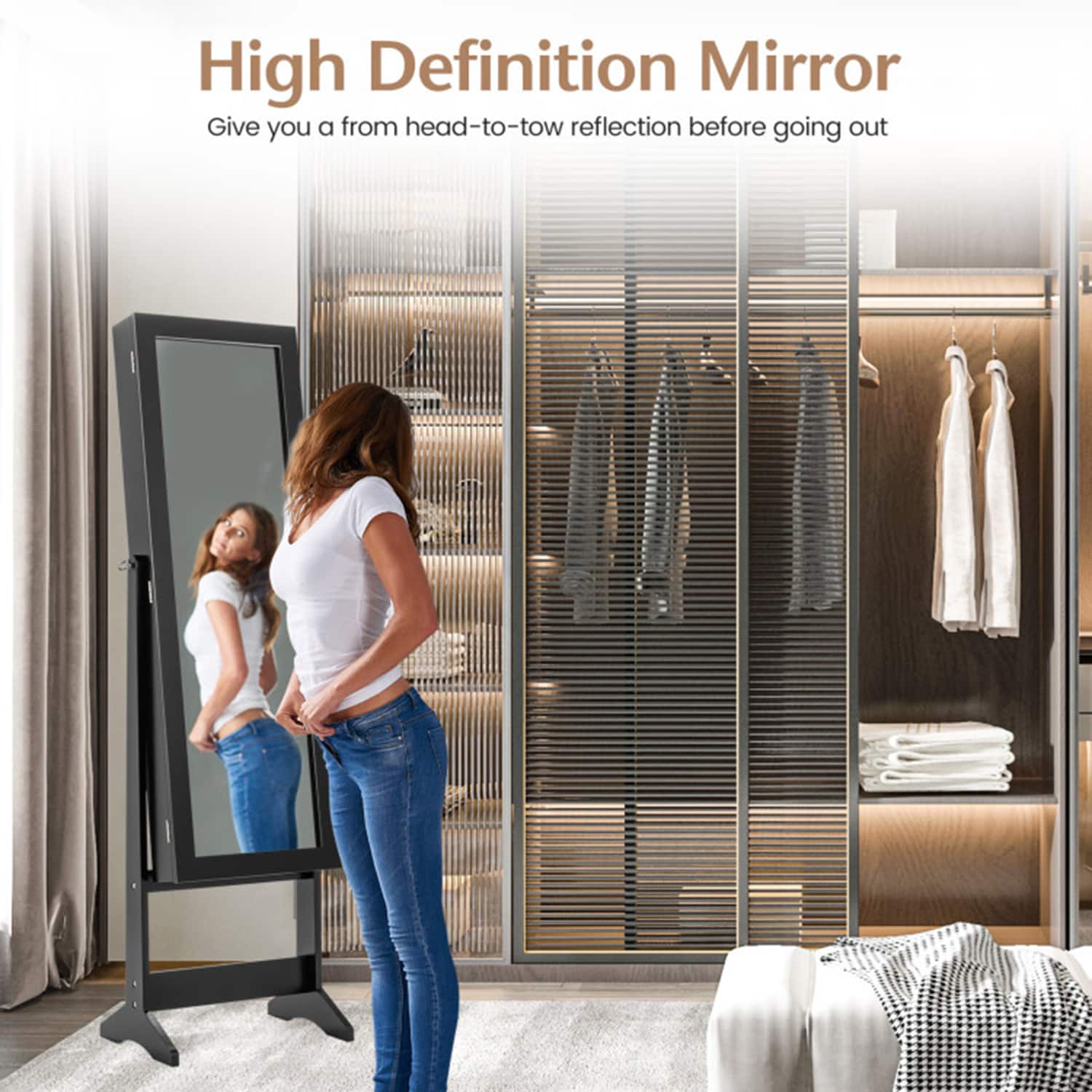 Mondawe Black Jewelry Armoire MO-HW66419BK at Lowes.com