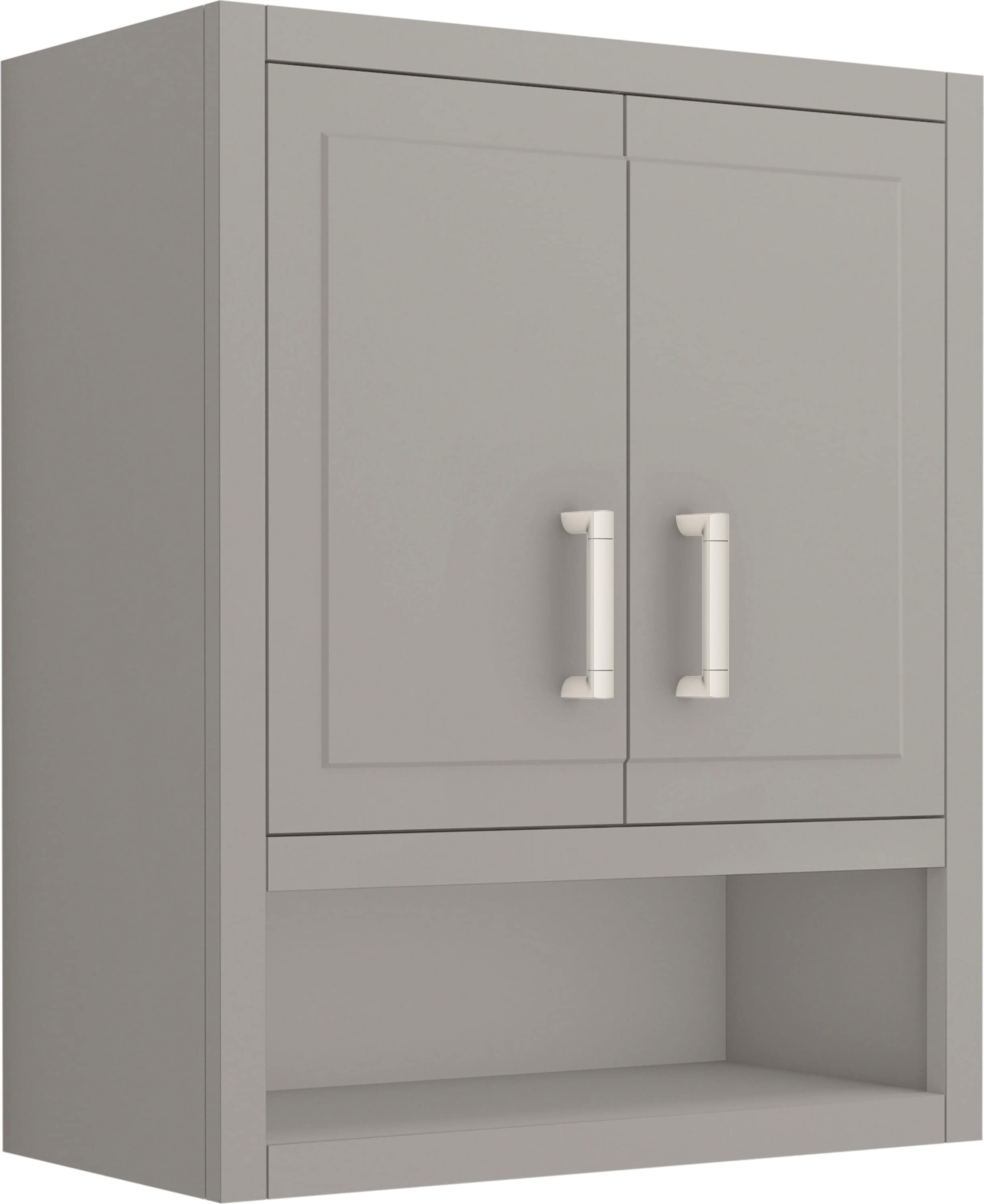 KOHLER 33557-ASB-1WT Seer 24-Inches x 28-Inches x 10-Inches Mohair Grey Soft Close Bathroom Wall Cabinet