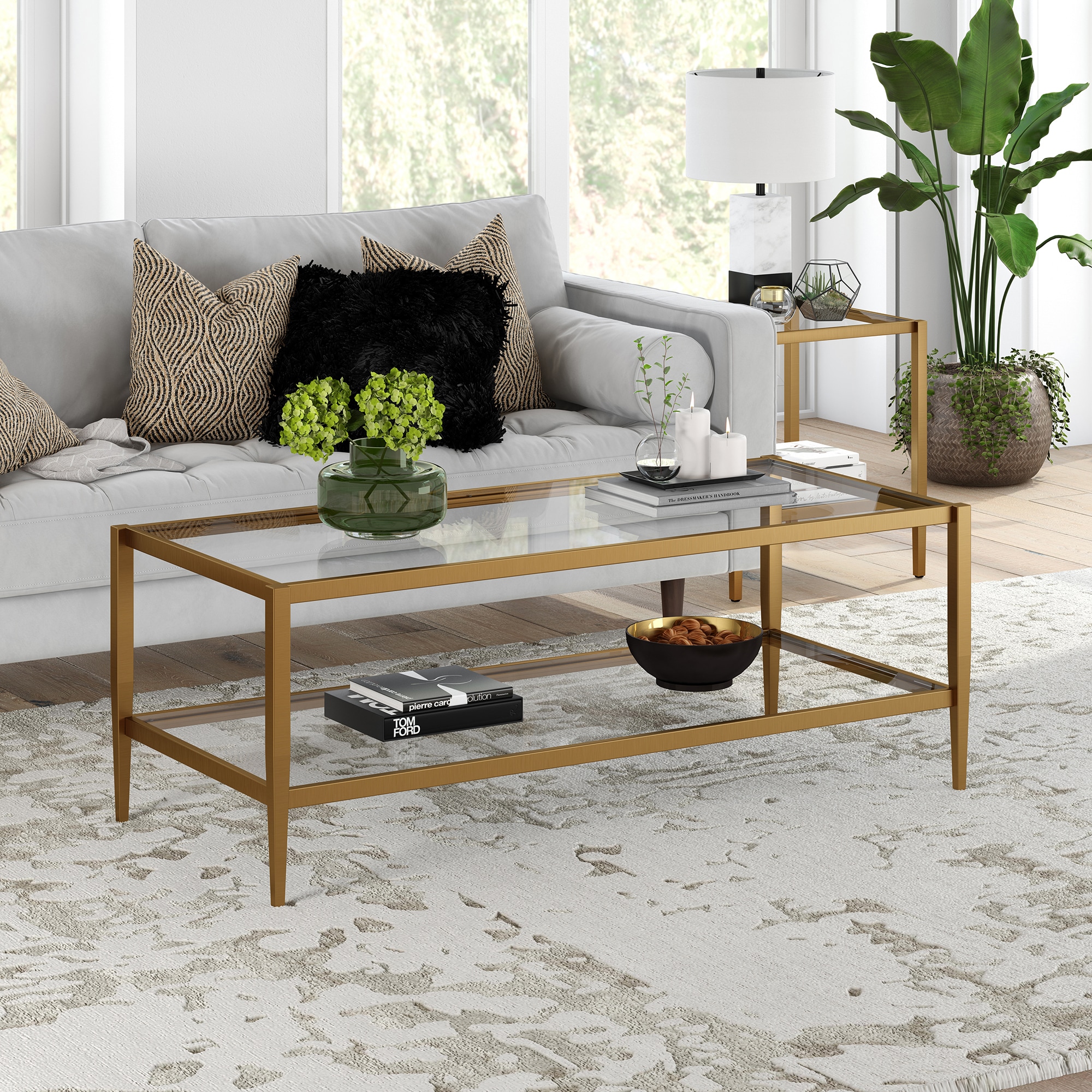 Hailey Home CT0486 Wilda Antique brass Metal Modern Coffee Table