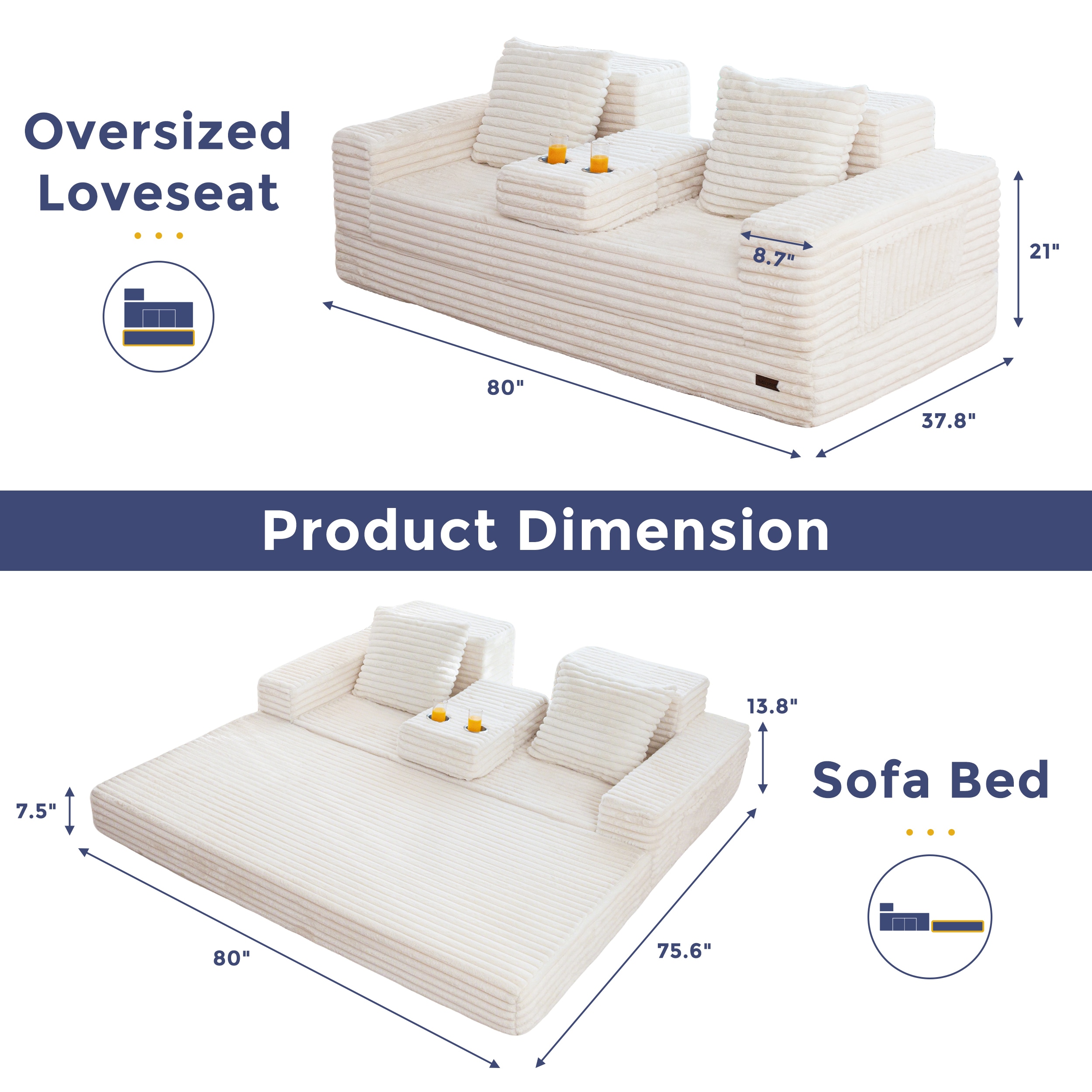 MAXYOYO A131-BEIGE-3SEATER Sofas-Loveseats - View #3