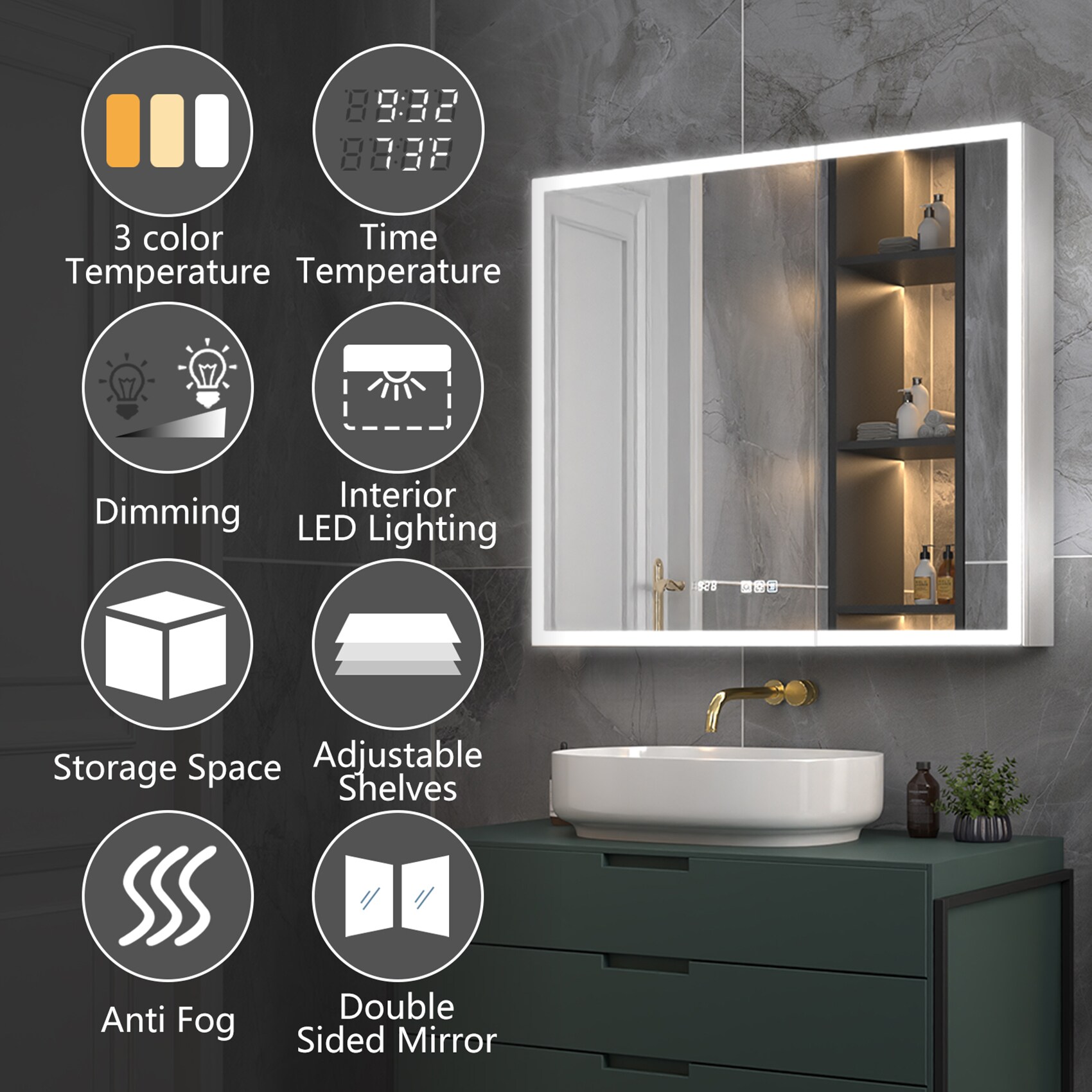 ExBrite LWSDHMC3632V5FX Bathroom-Medicine-Cabinets - View #5