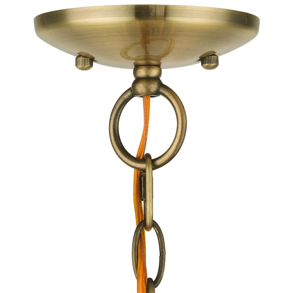Antique Brass Mini 3-Light Chandelier with Teardrop Crystals