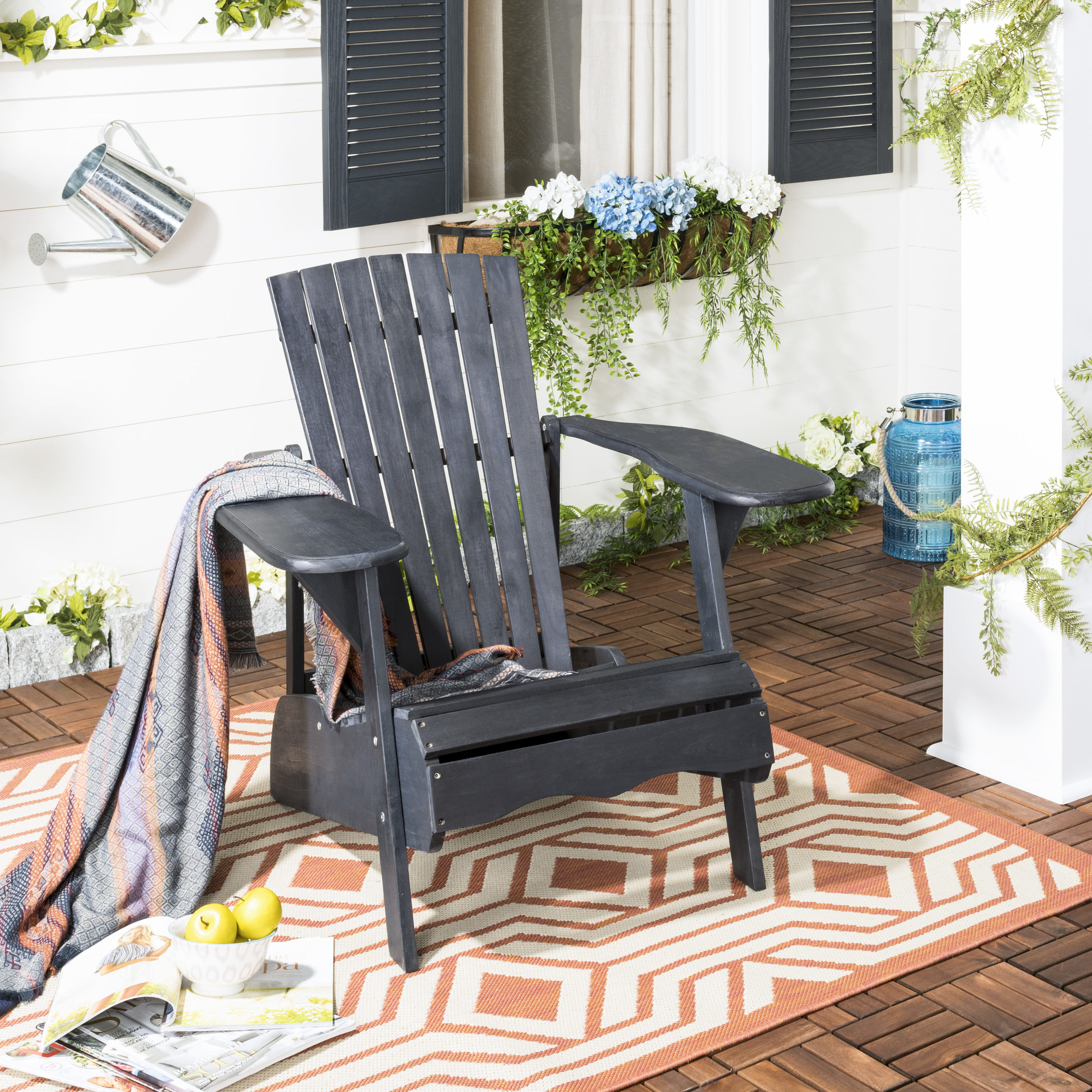 Safavieh Mopani Dark Slate Gray Wood Frame Stationary Adirondack