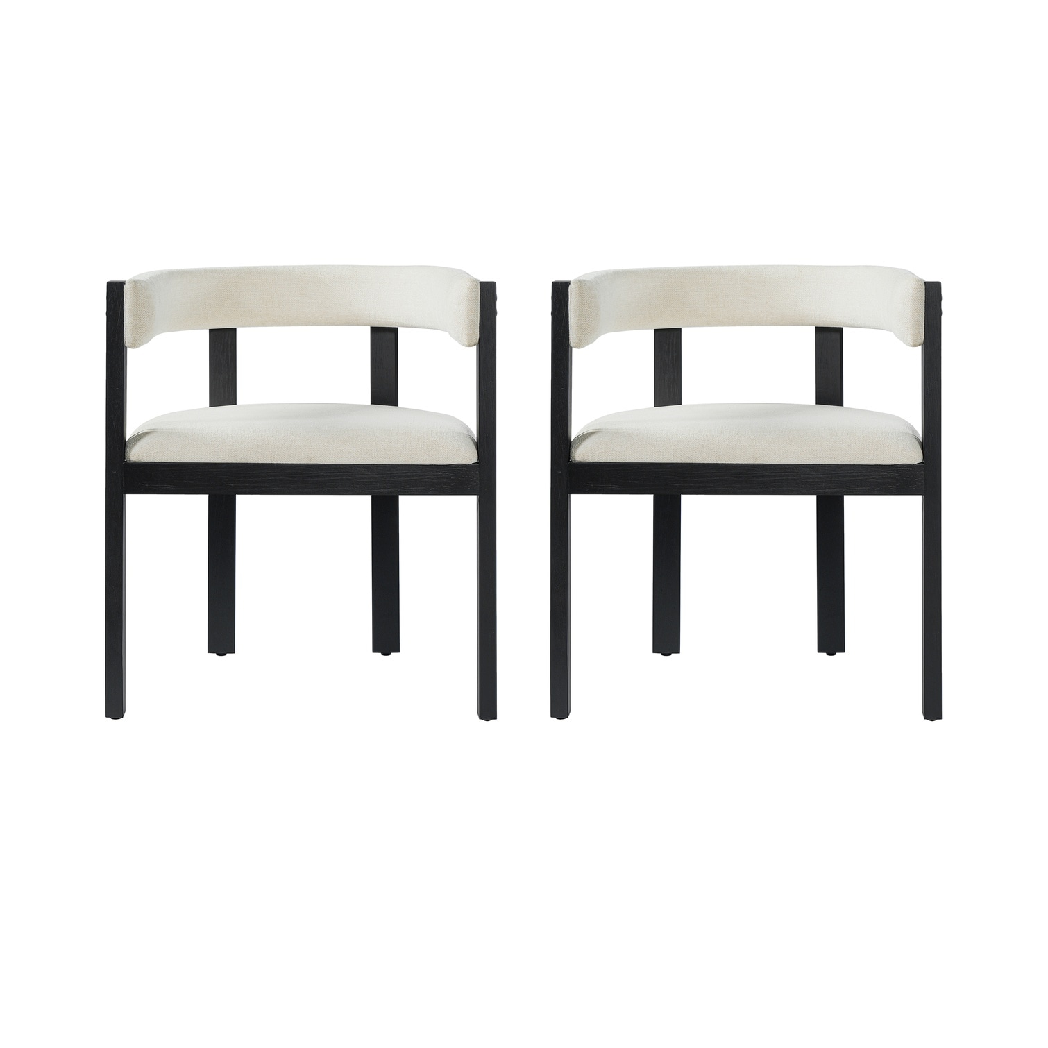 FlowLuxe Set of 2 Beige and Black-Toned Dining Arm Chairs with Barrel ...