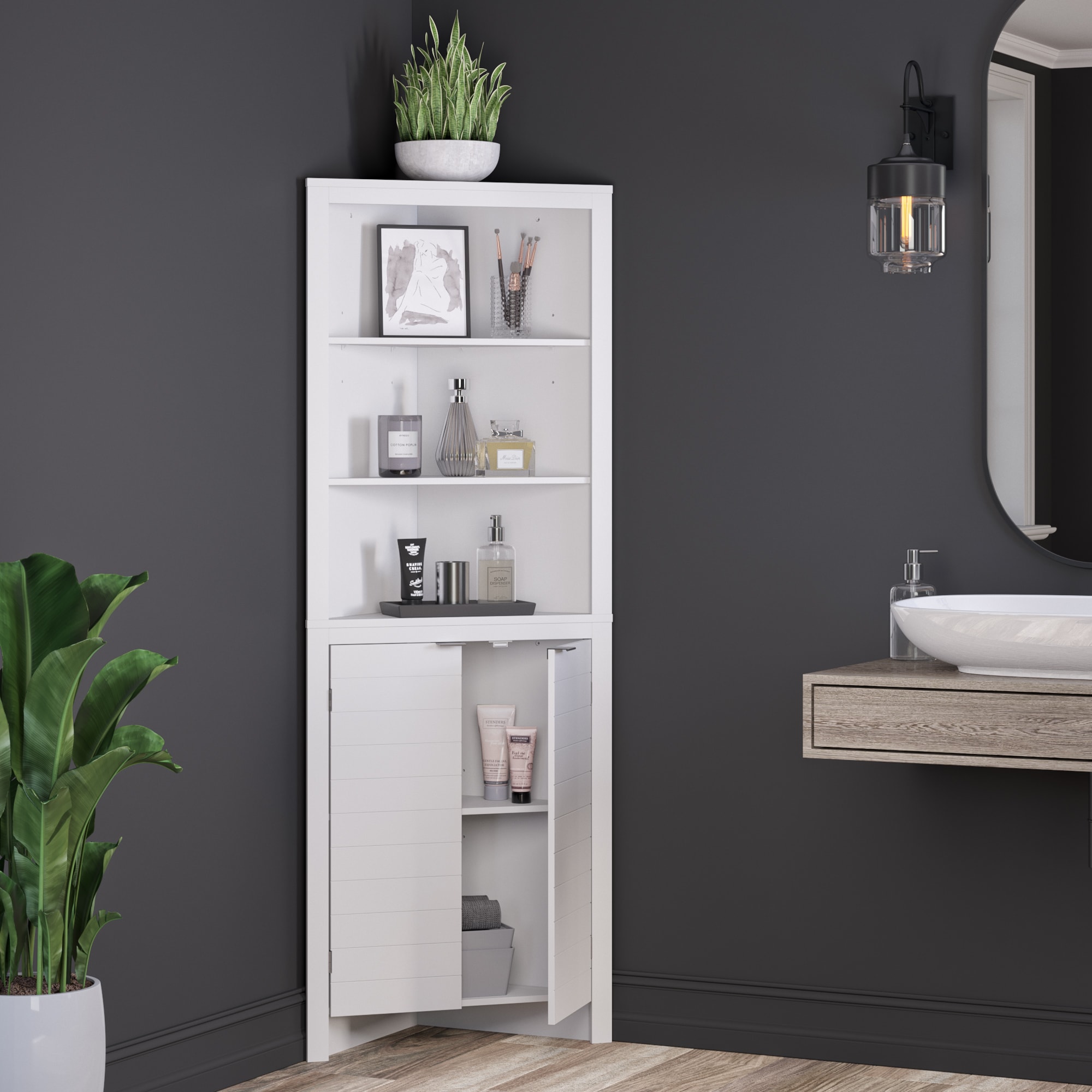 Home Office Bathroom Floor Cabinet, Free Standing Corner Cabinet