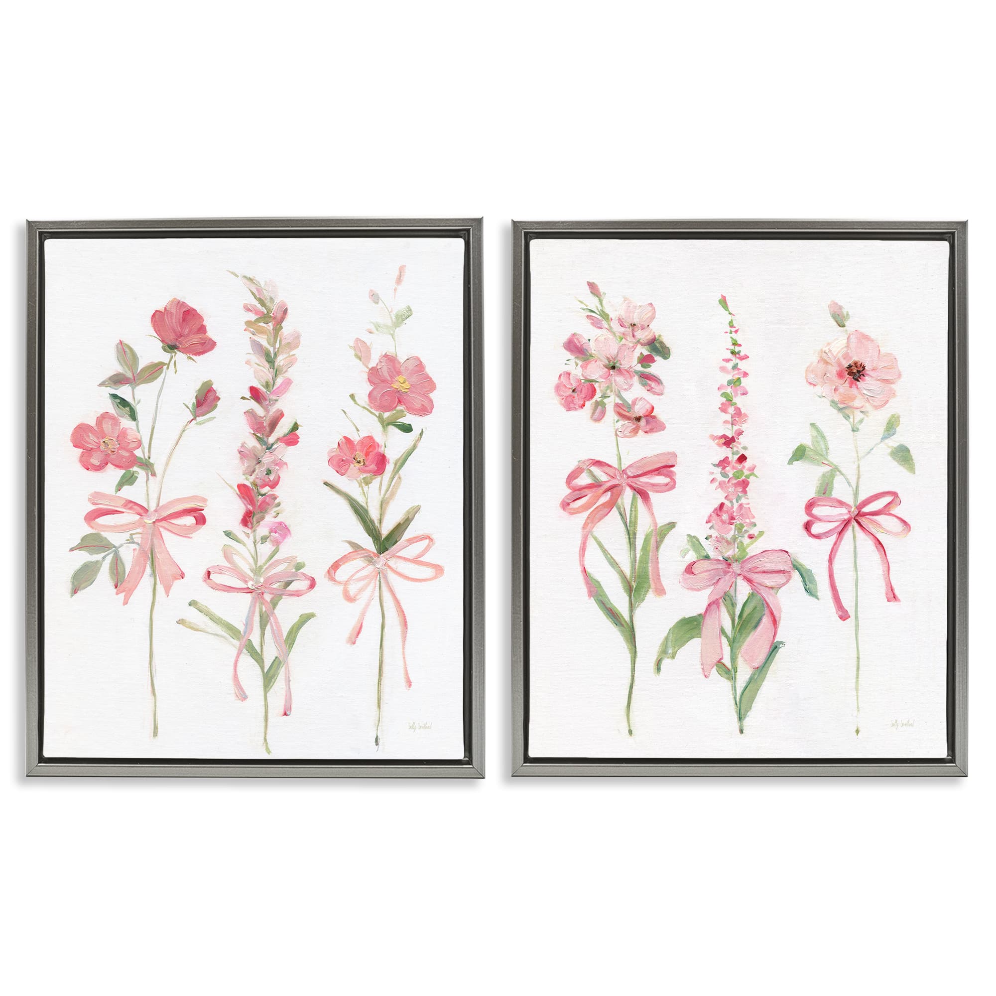 Stupell Industries B2-752-FFL-2PC-24X30 Soft Fresh Pastel Sprigs 2pc Floating Frame Set design by Sally Swatland