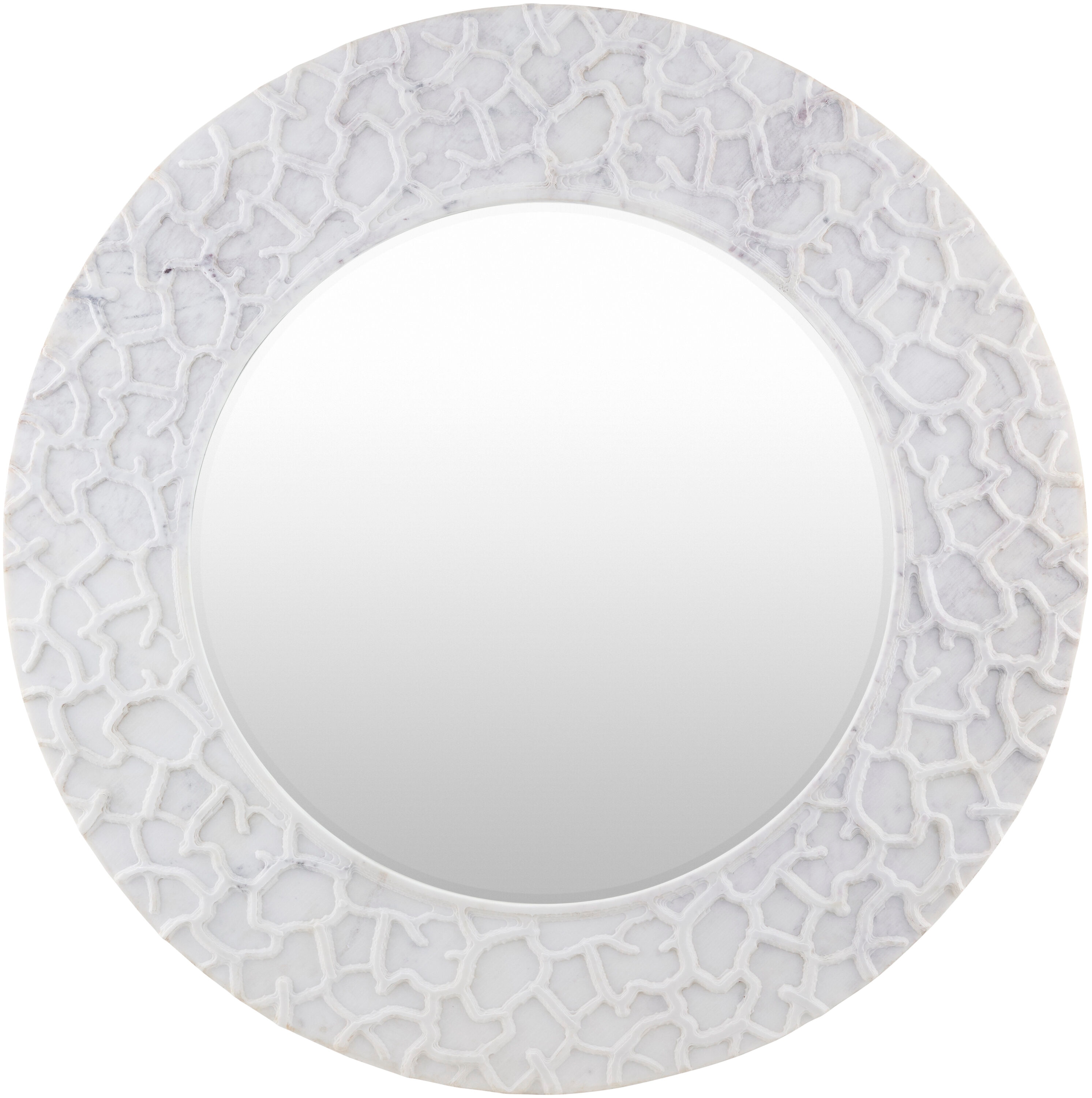 Livabliss Celebes 41-in W x 41-in H Round Ivory Framed Full Length Wall Mirror