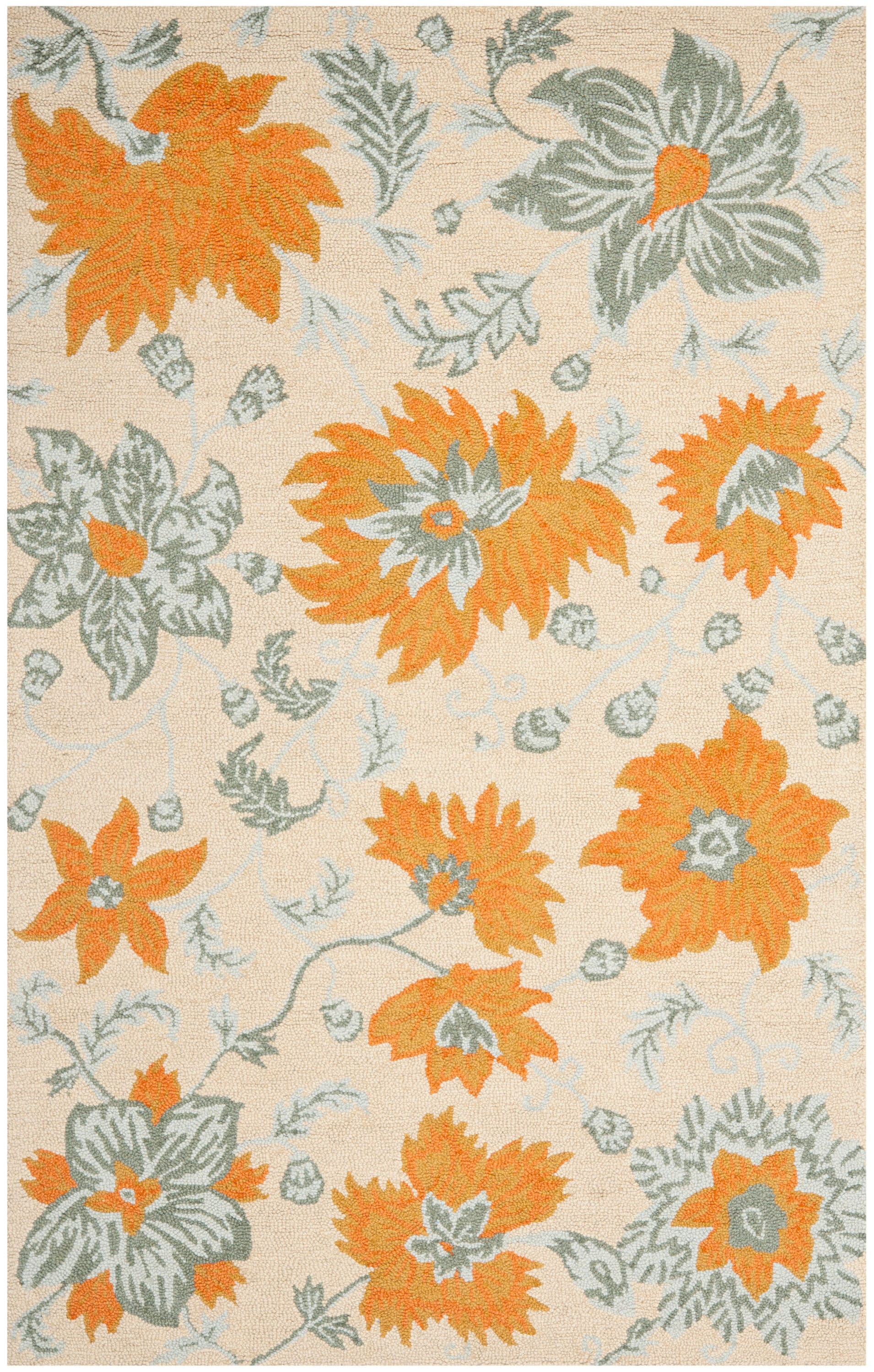Ivory Floral Handmade Tufted Wool Area Rug, 3' x 5'