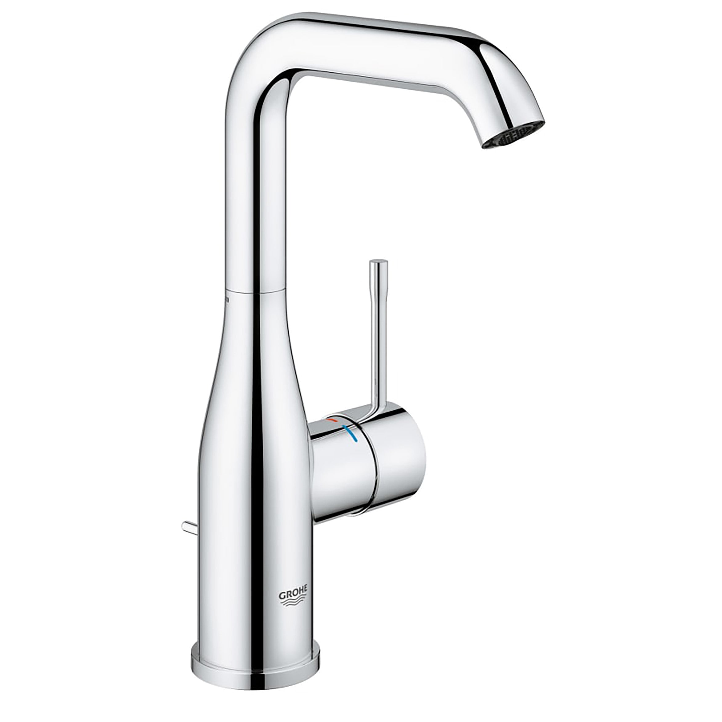 GROHE 2348600A Essence Starlight Chrome Single hole 1-handle WaterSense High-arc Residential Handle Bathroom Sink Faucet with Drain