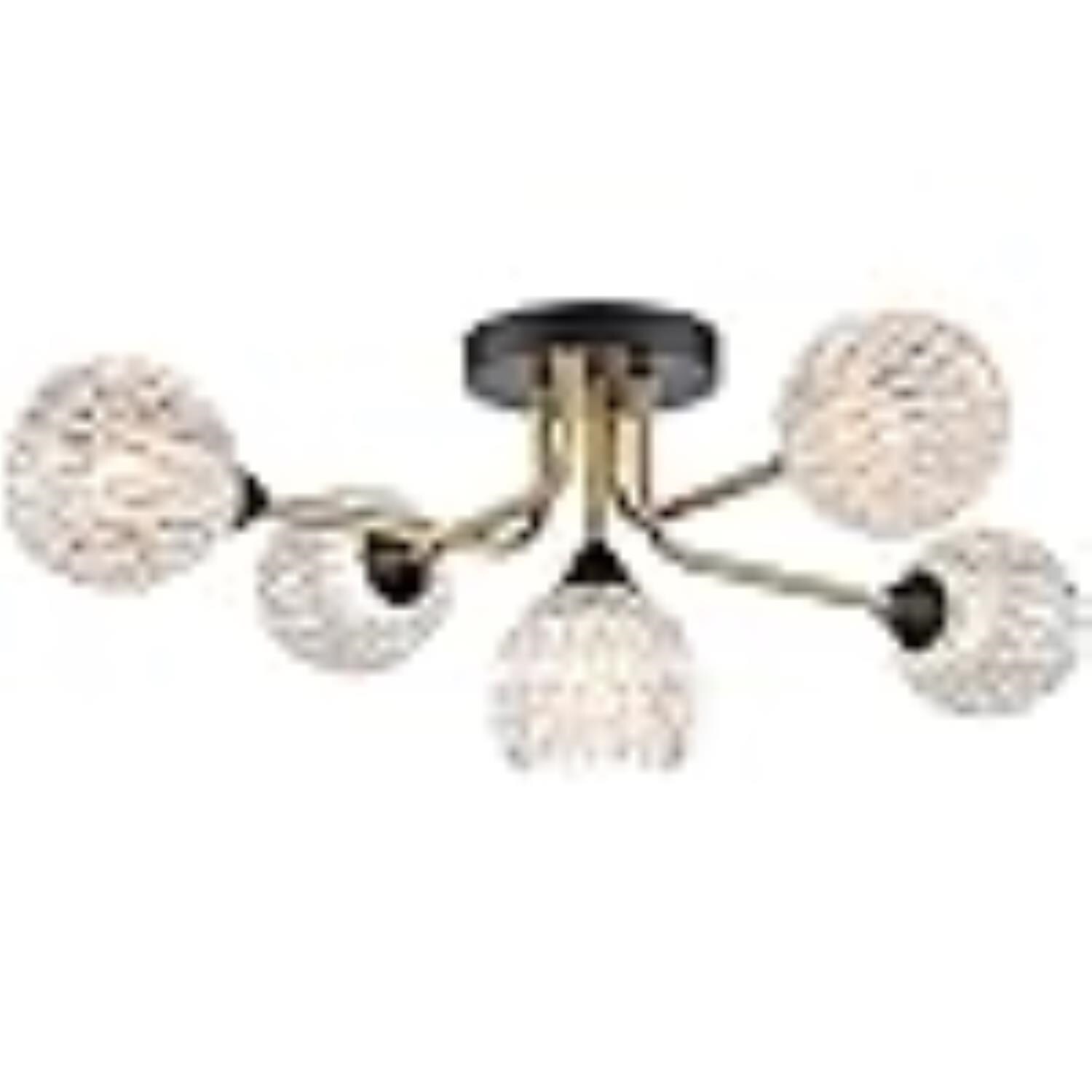 Claxy TJ-B7248-5CU-J Crystal 1 -Light 20.08-in Brushed Brass Semi Flush Mount Light