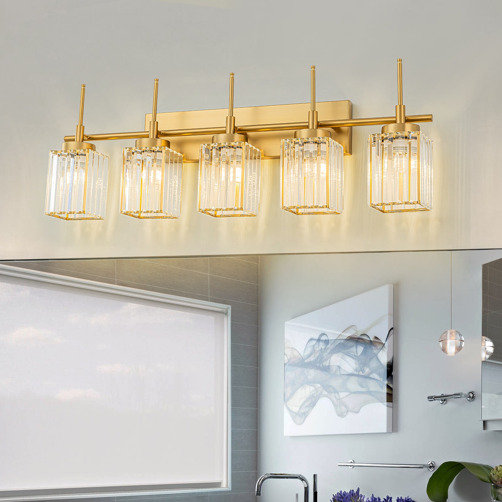 EDISLIVE Y81010000058558 34.6-in 5 -Light Gold Modern/contemporary Vanity light