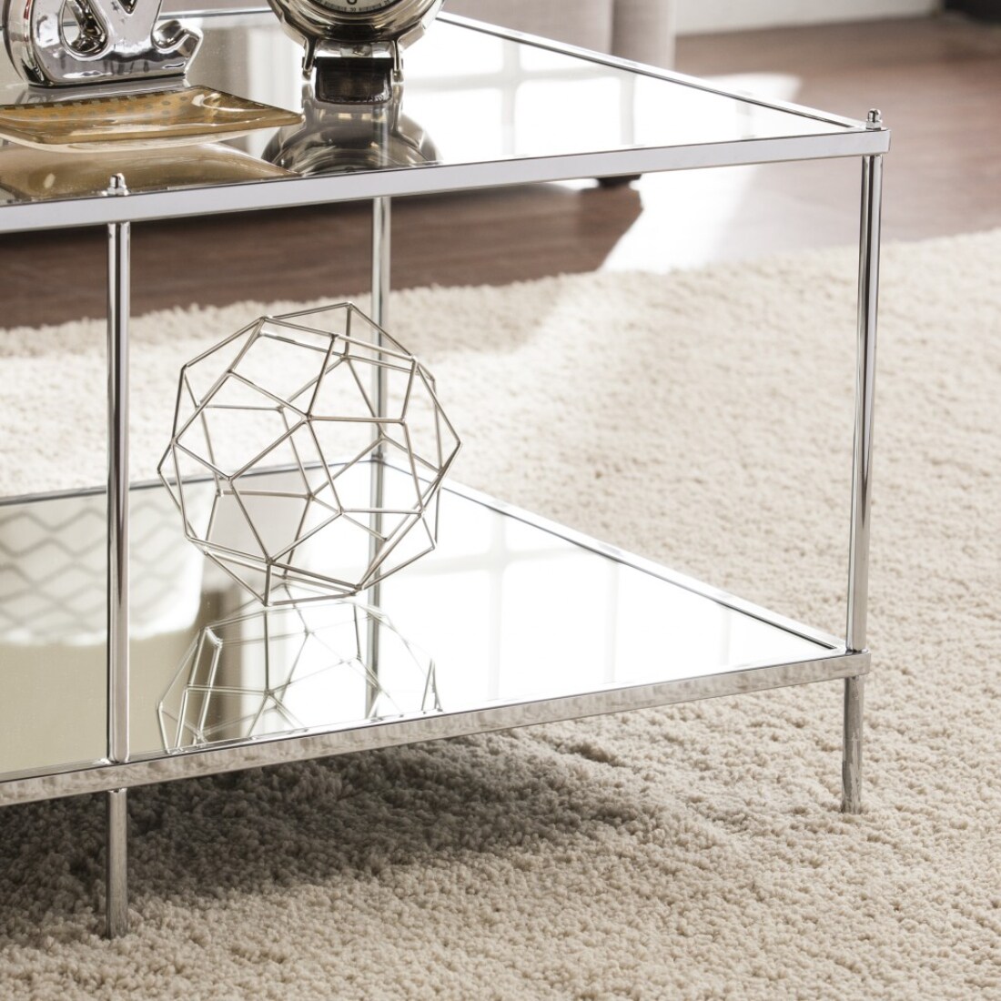 HomeRoots 4000402091 Silver Glass Modern Coffee Table