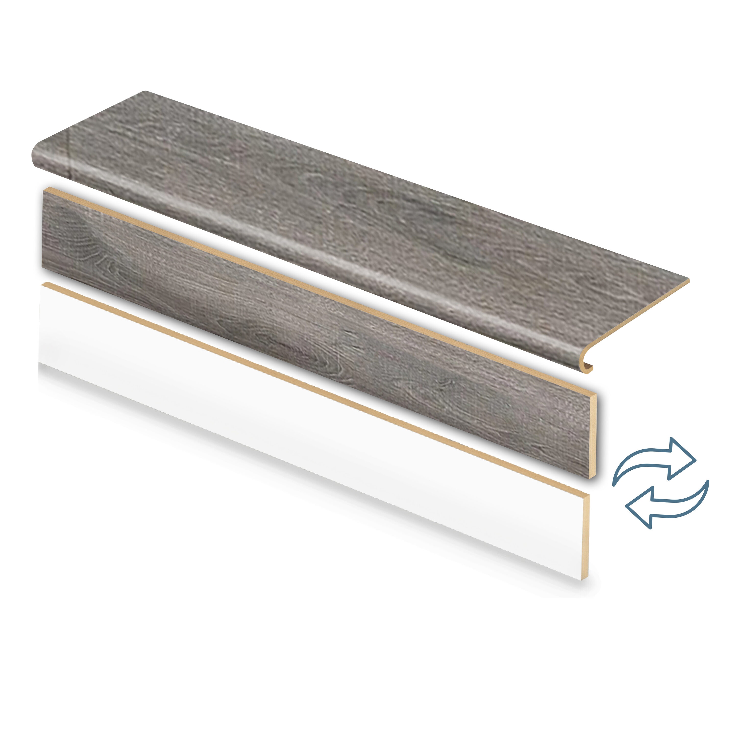 Zamma 20C071206 Cap A Tread Stair Renewal System 47-in x 12.125-in x 1.6875-in Rich Grey Oak Type 1 Kit with Reversible Riser Laminate