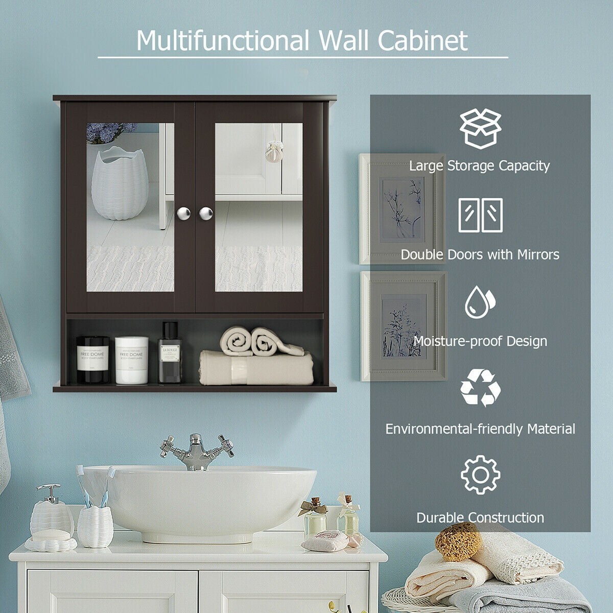WELLFOR BA-HGY-7396BN Bathroom-Medicine-Cabinets - View #3