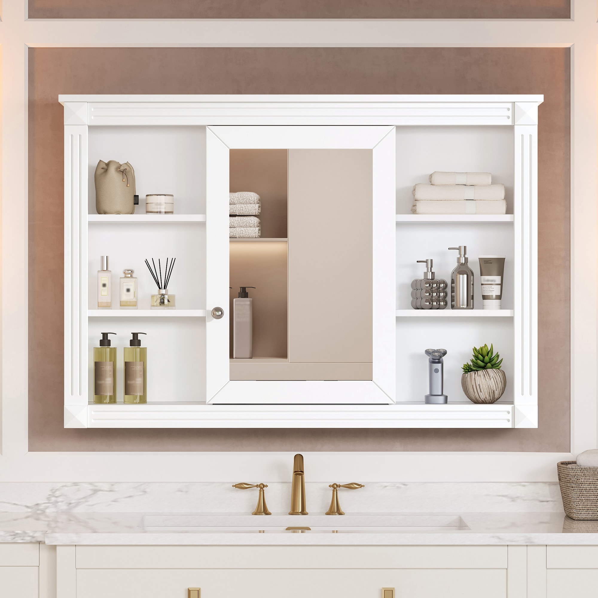 Tinyhomie 42in Wall-Mount Bathroom Storage Cabinet Mirror