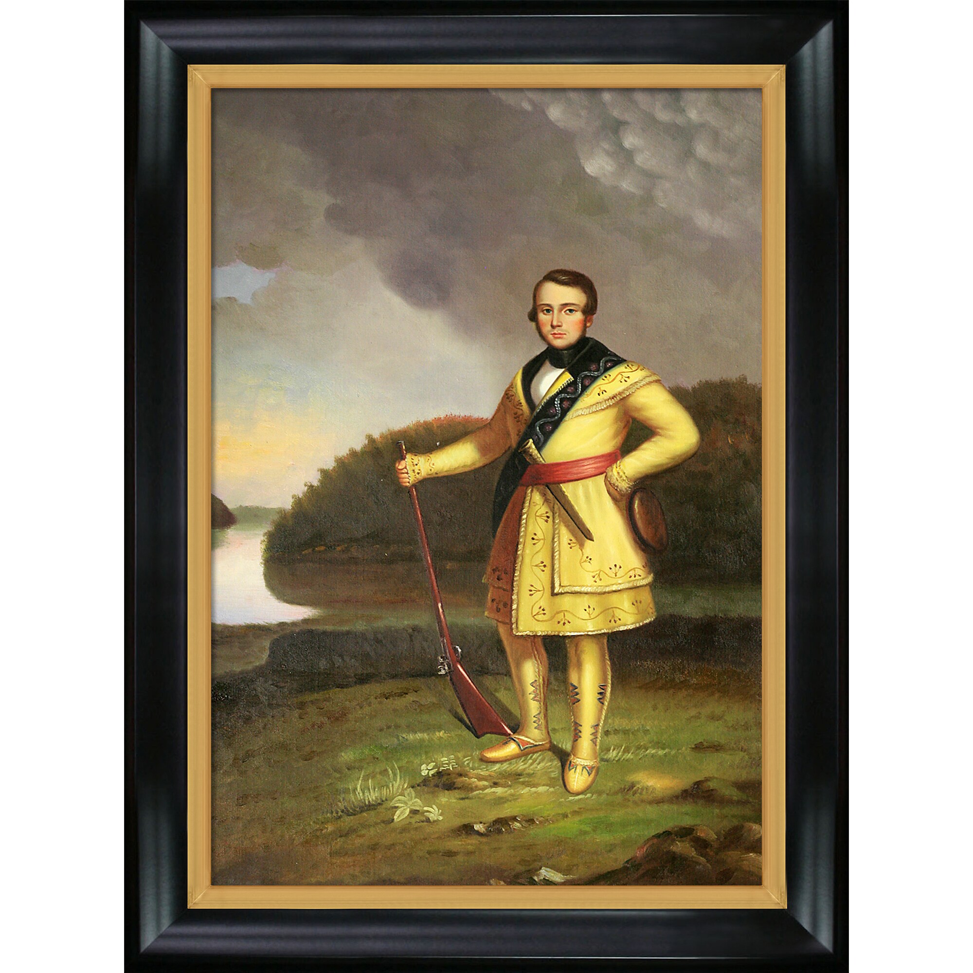 La Pastiche 688576535470 Portrait Of Leonidas Wetmore George Caleb Bingham Framed 33-in H x 45-in W People Canvas Hand-painted Painting